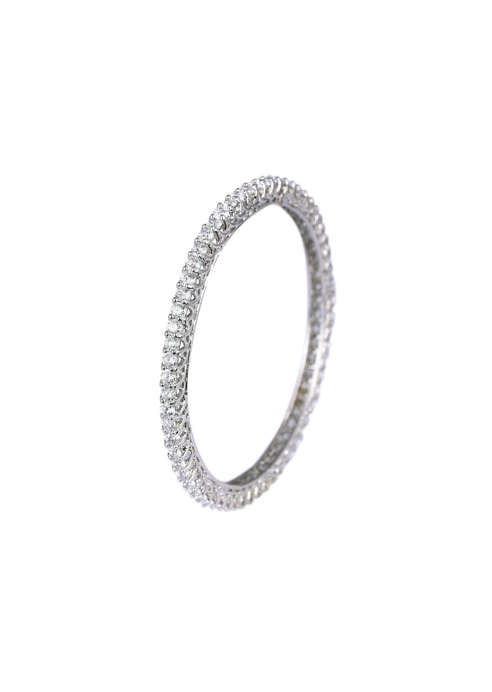92.5 Sterling Silver Bangles With Studded Zirconia Stones Set of 2 - Image 5