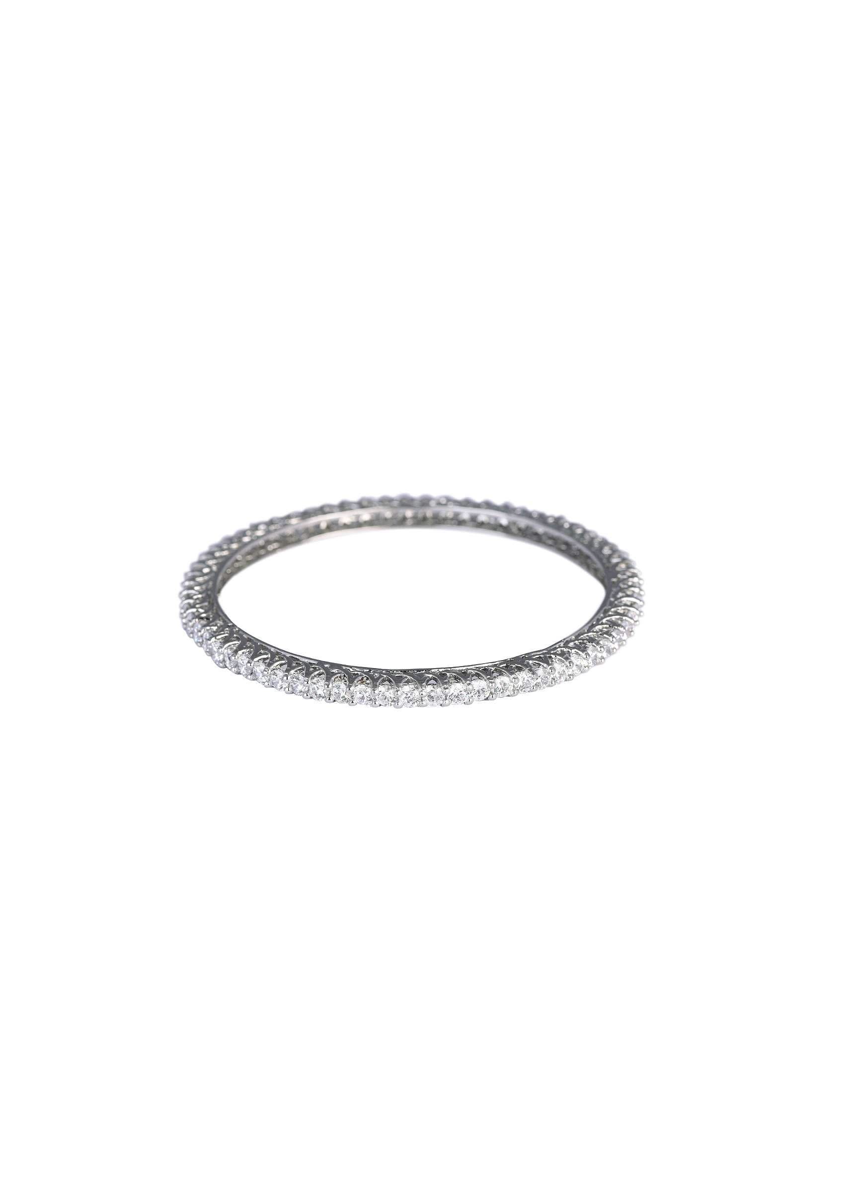 92.5 Sterling Silver Bangles With Studded Zirconia Stones Set of 2 - Image 6