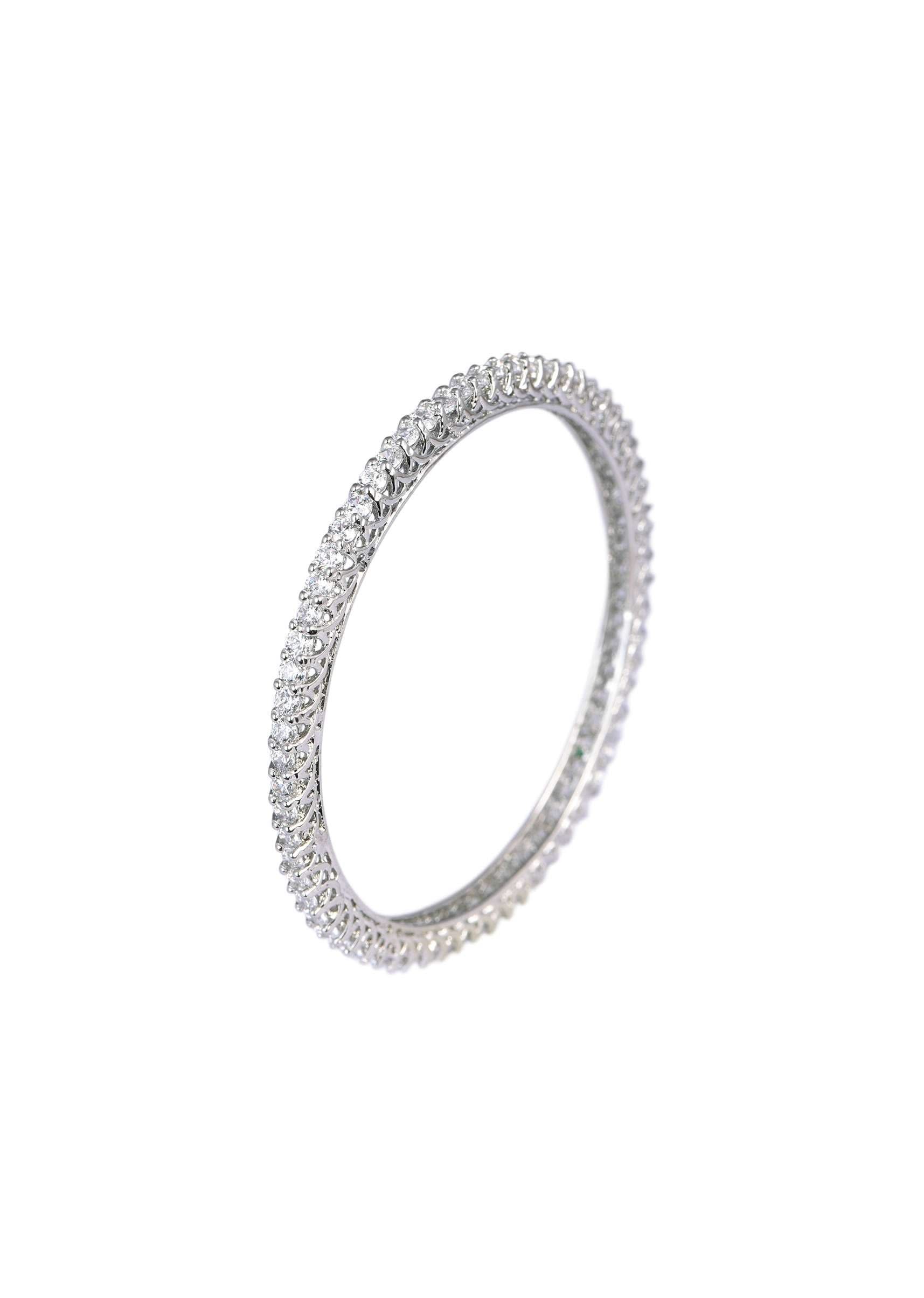92.5 Sterling Silver Bangles With White Zirconia Set of 2 - Image 3