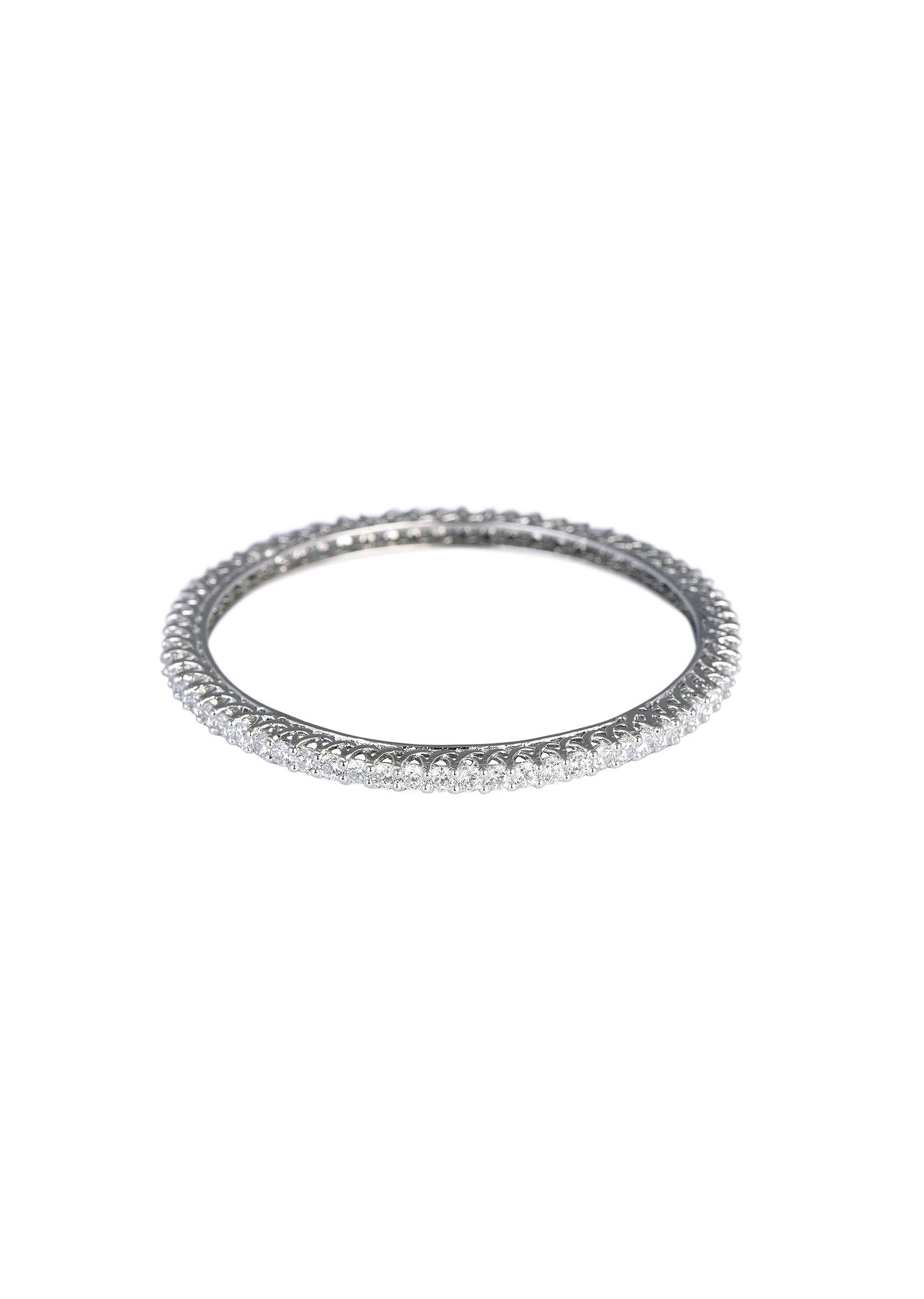 92.5 Sterling Silver Bangles With White Zirconia Set of 2 - Image 5