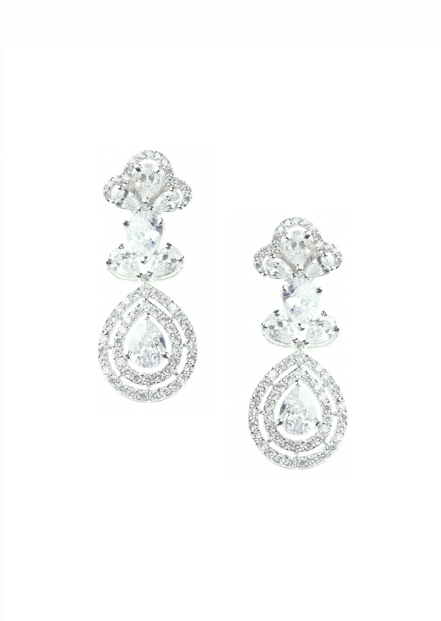 92.5 Sterling Silver Necklace And Earring Set Studded With Uncut Diamonds - Image 7
