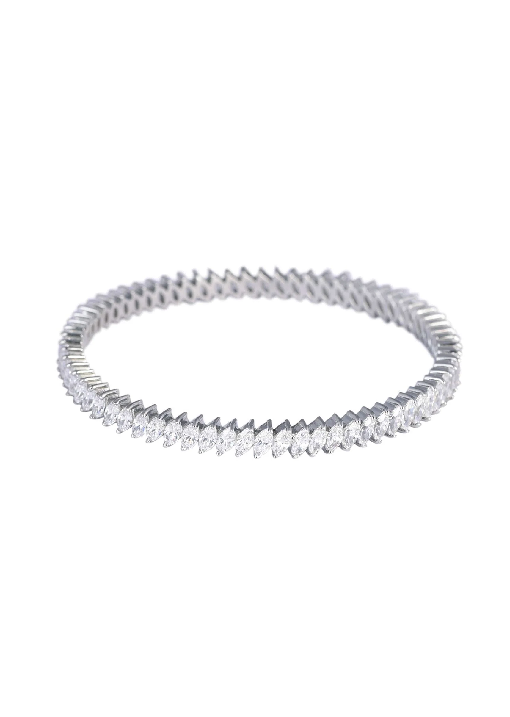 92.5 Sterling Silver White Zirconia Bangles Set of 2 - Image 4