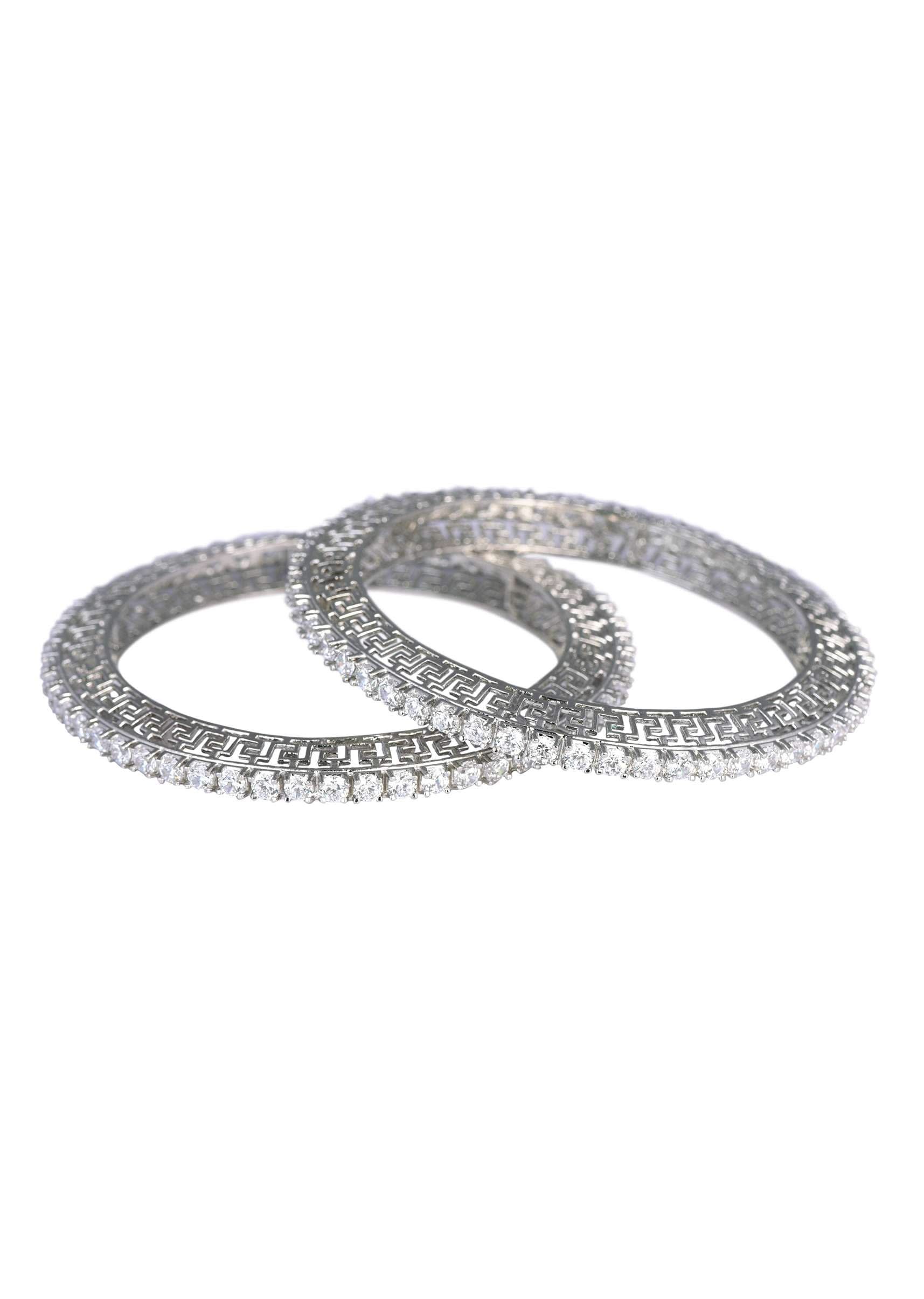 92.5 Sterling Silver Zirconia Bangles Set of 2 - Image 3