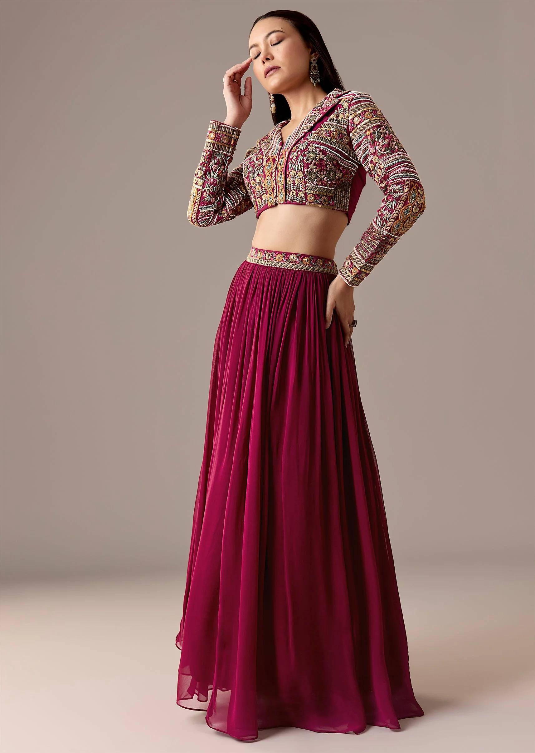 A Wine Bridesmaid Lehengas Sets - Image 3