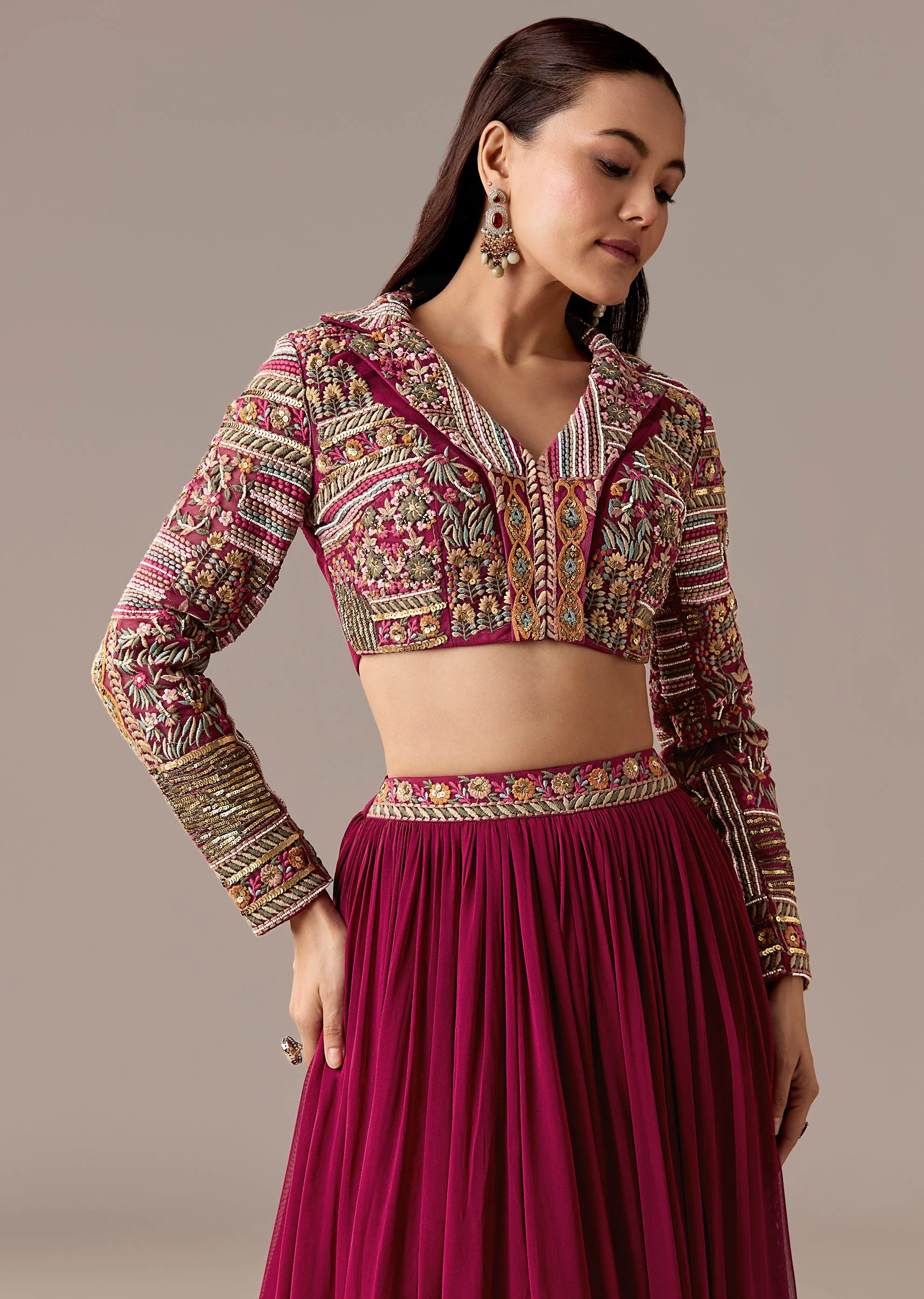 A Wine Bridesmaid Lehengas Sets - Image 4