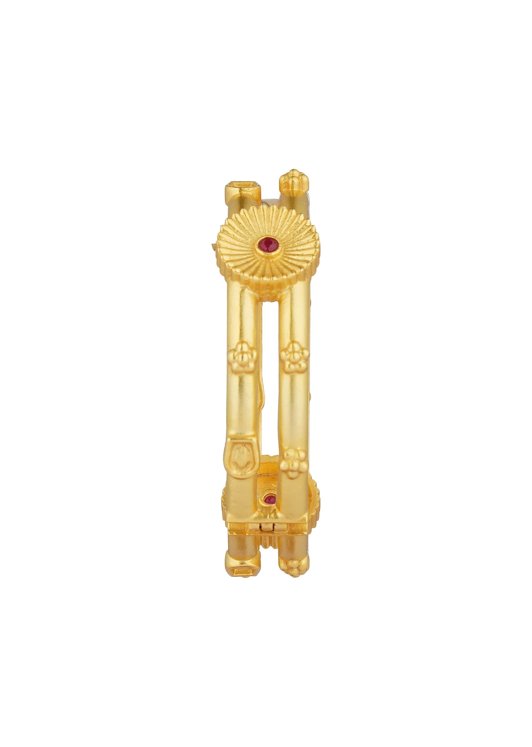 Antique Gold Bangle With Motifs And Zircon Details - Image 3