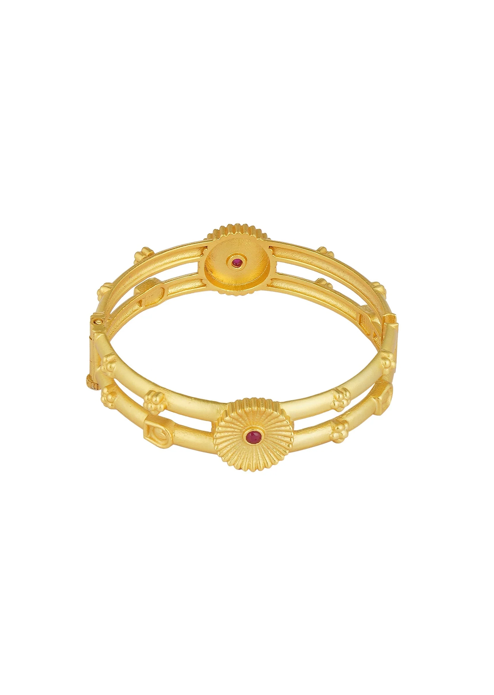 Antique Gold Bangle With Motifs And Zircon Details - Image 4