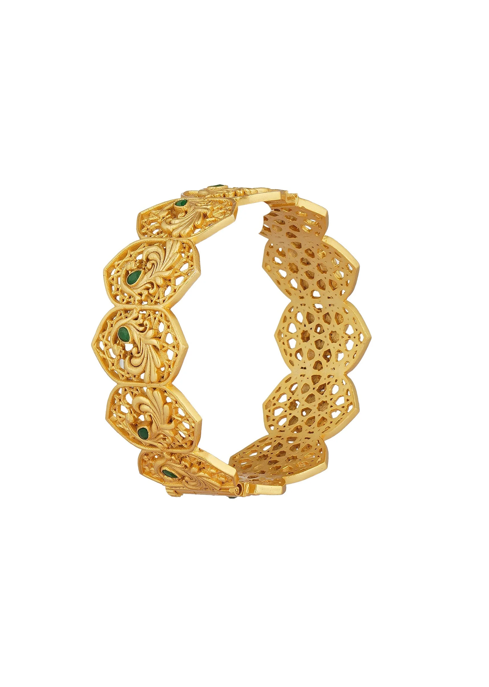 Antique Gold Bangle With Zircon Accents - Image 2