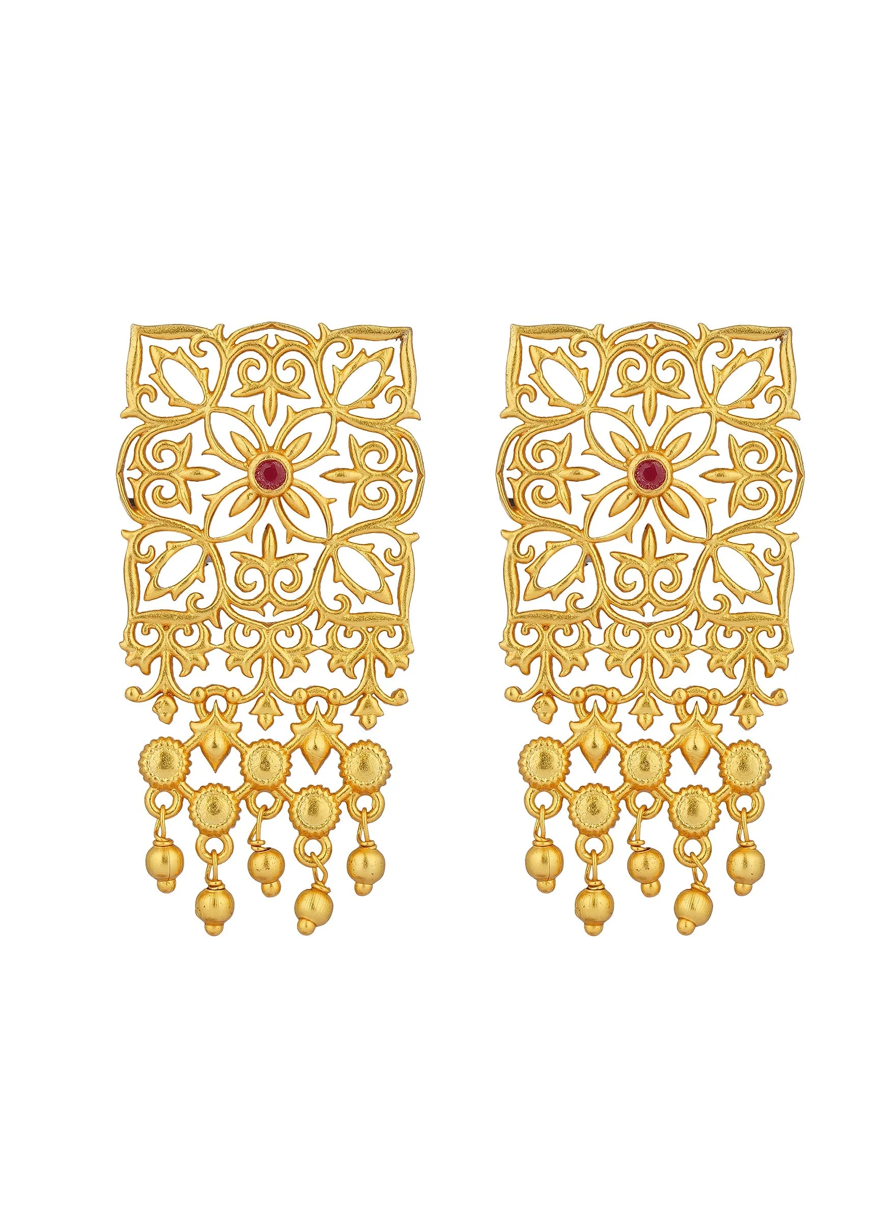 Antique Gold Eternal Enigma Stud Earrings With Zircon Accents - Image 2