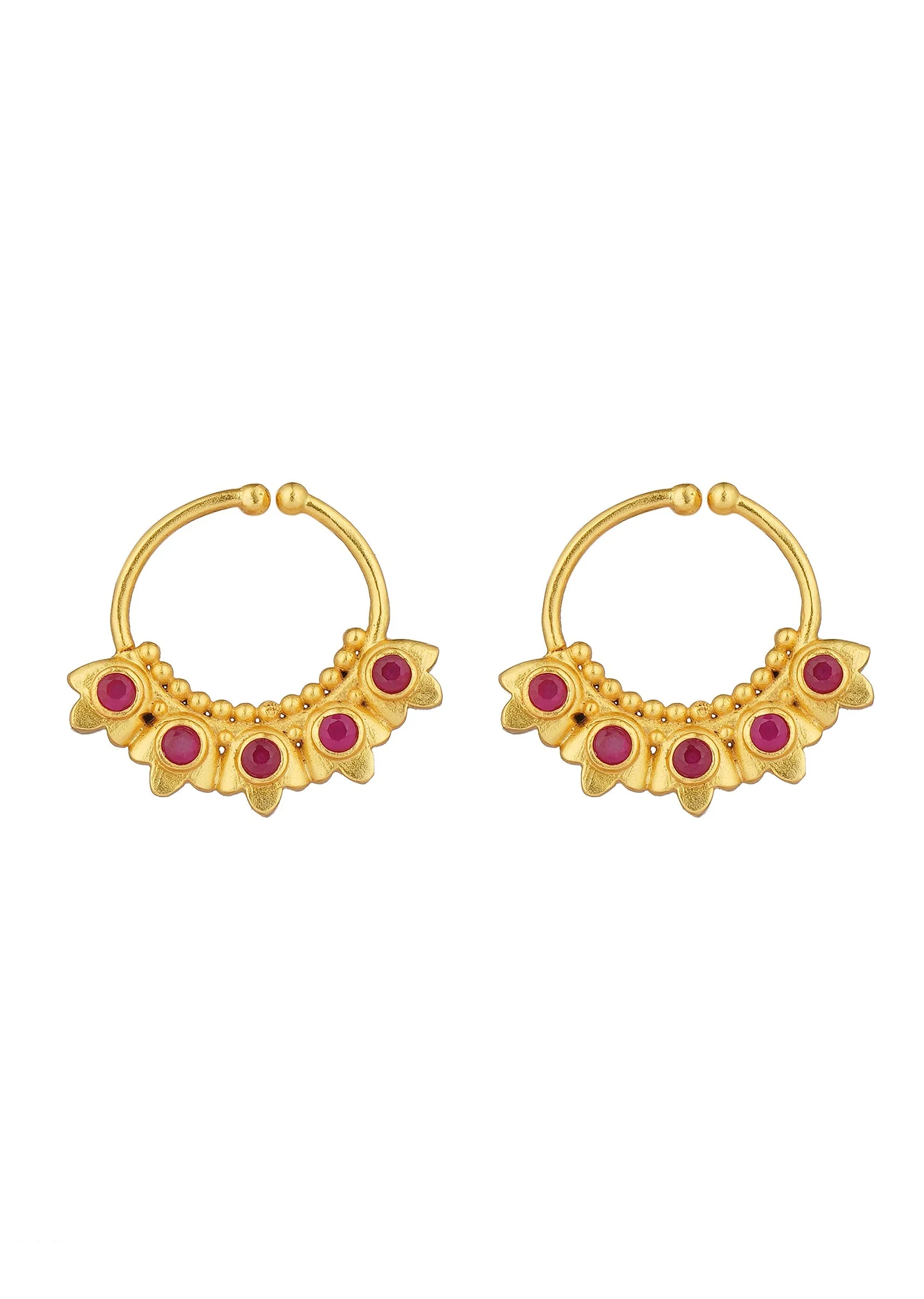 Antique Gold Nath With Lotus Inspired Design - Image 3
