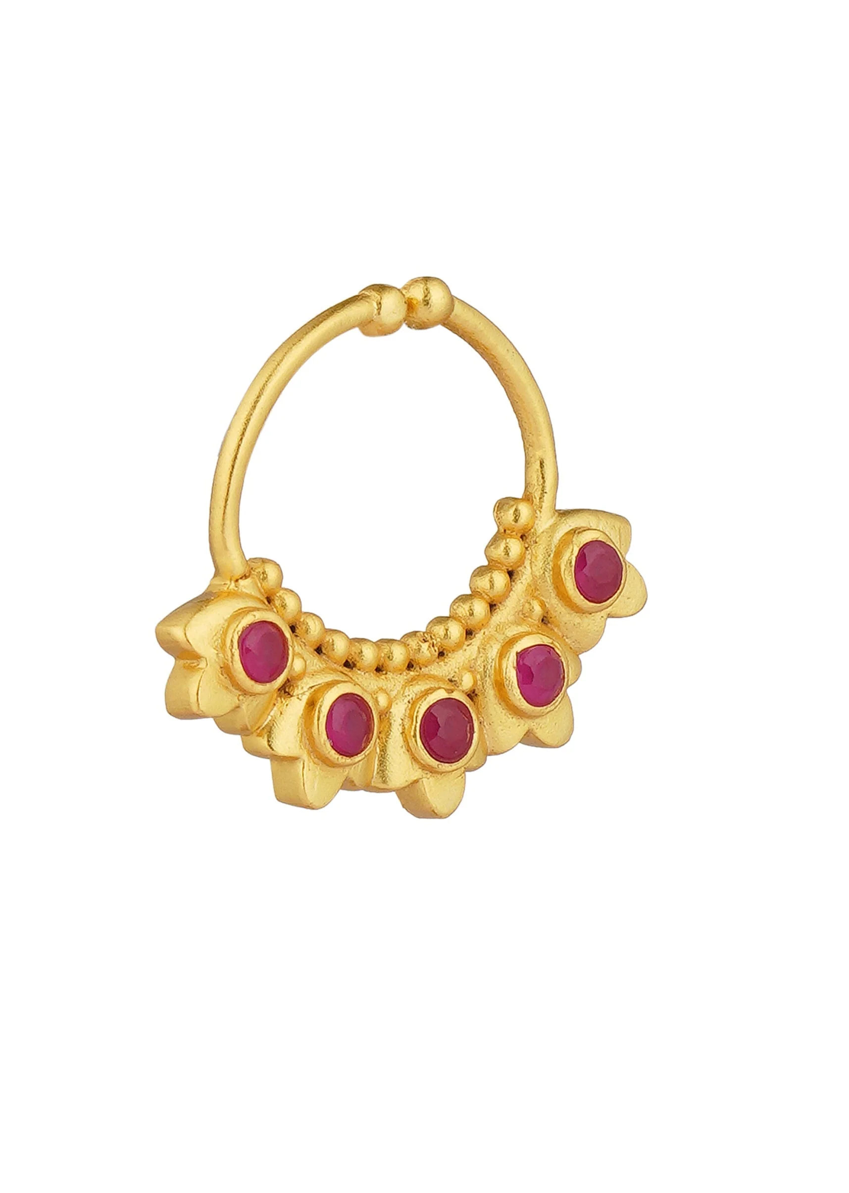 Antique Gold Nath With Lotus Inspired Design - Image 4