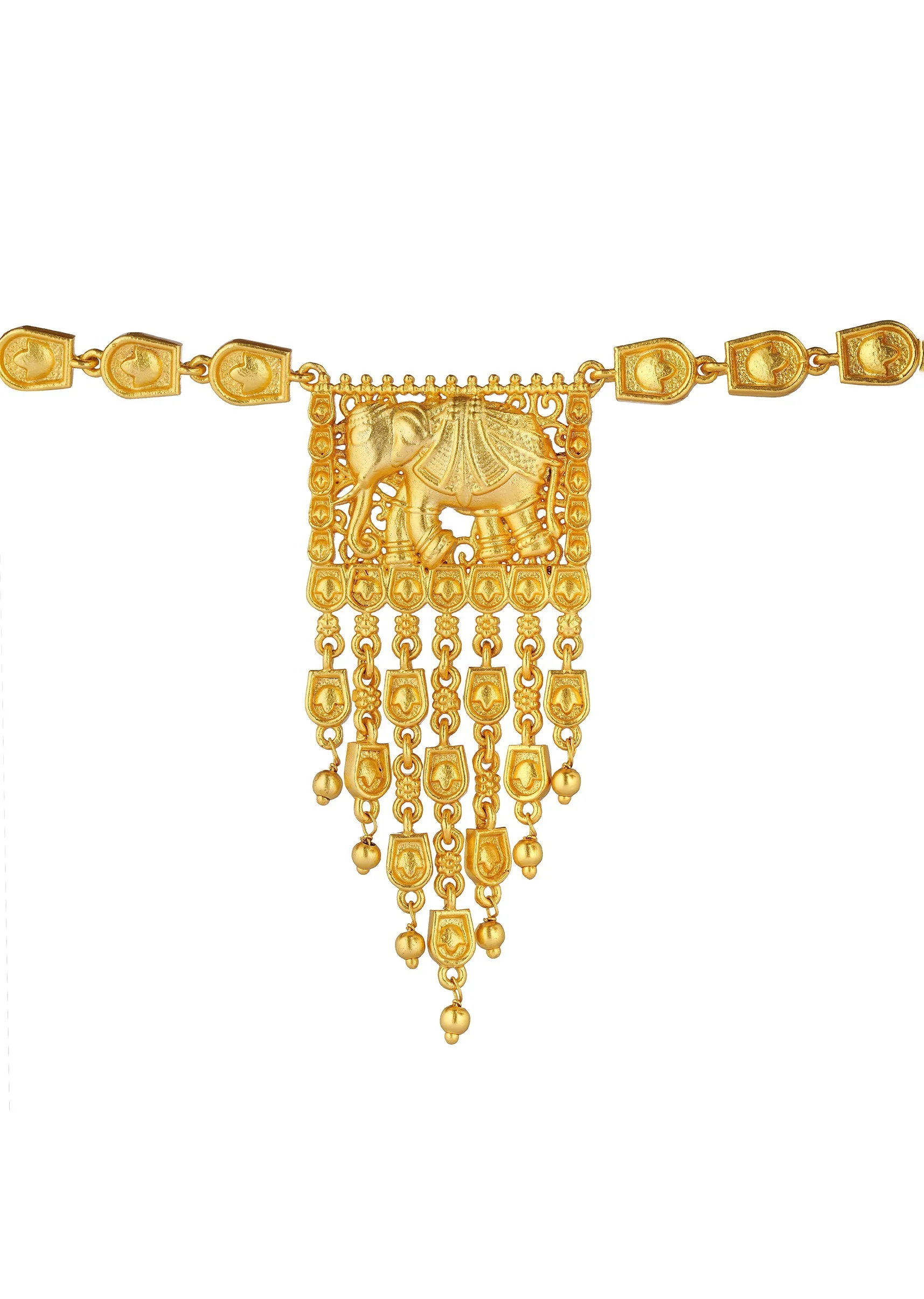 Antique Gold Pendant Necklace With Tusk Motif - Image 2