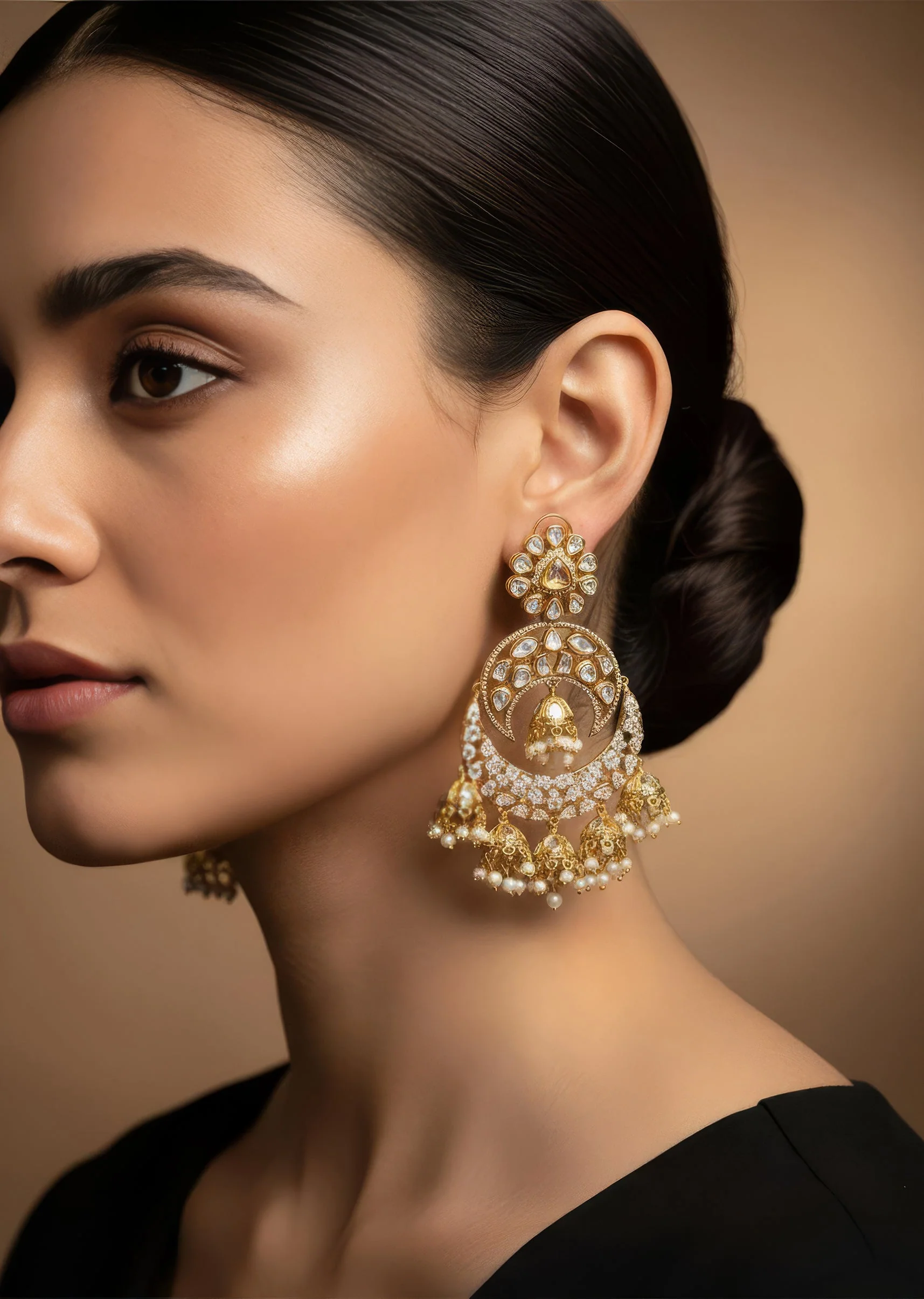 Antique Gold-Plated Statement Jhumka Earrings