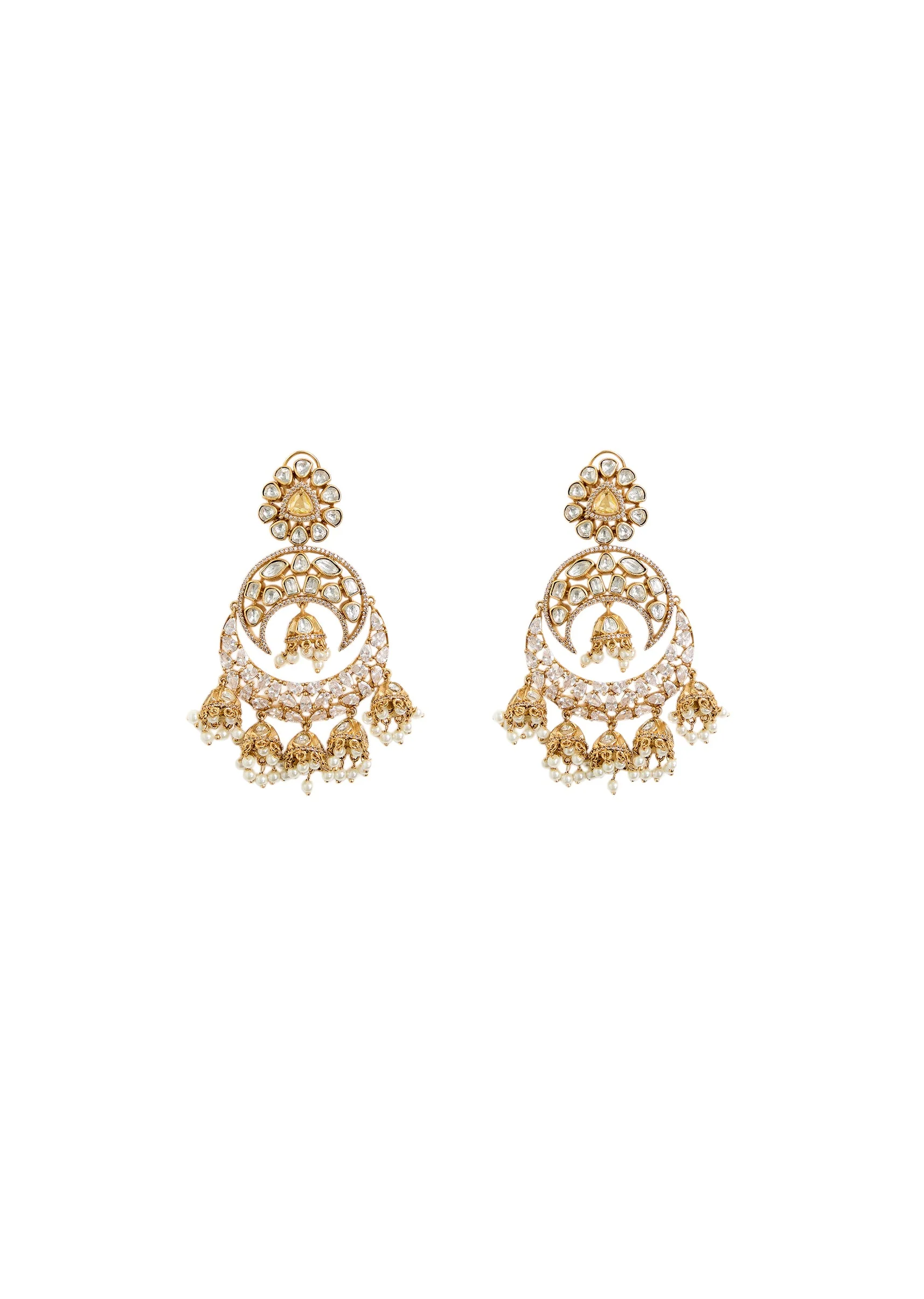 Antique Gold-Plated Statement Jhumka Earrings - Image 2