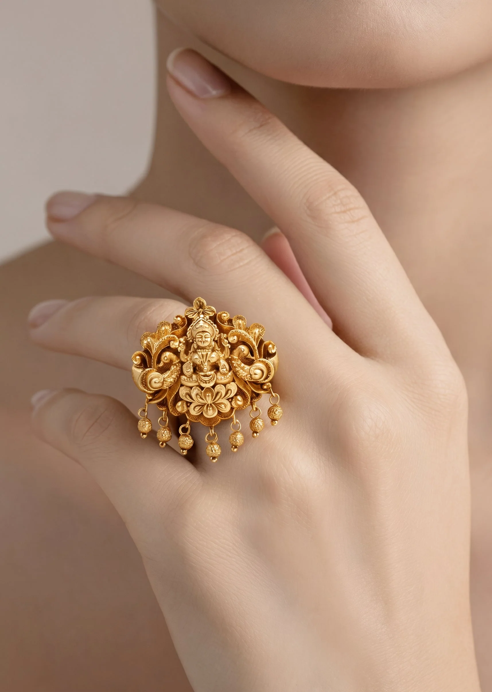 Antique Gold Temple Statement Ring