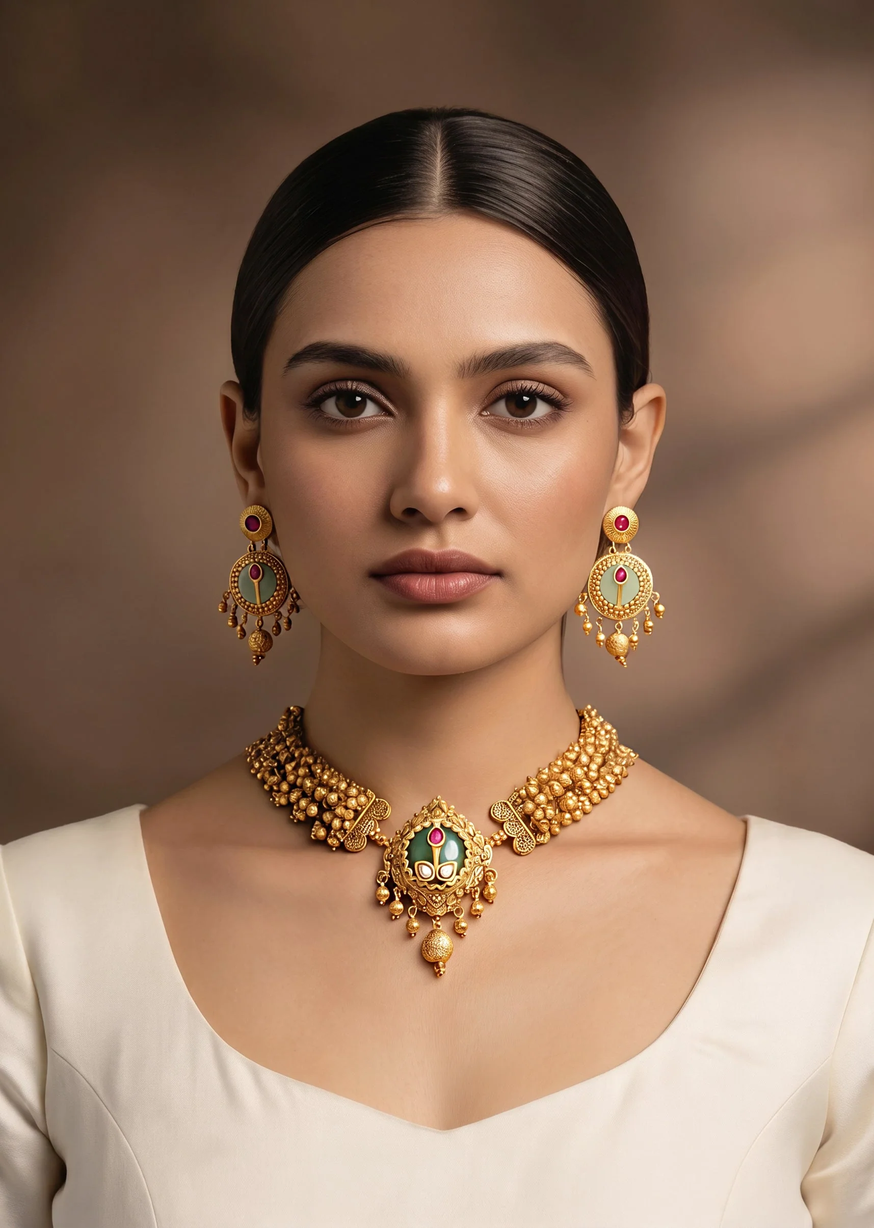 Antique Rajwadi Choker Necklace Set