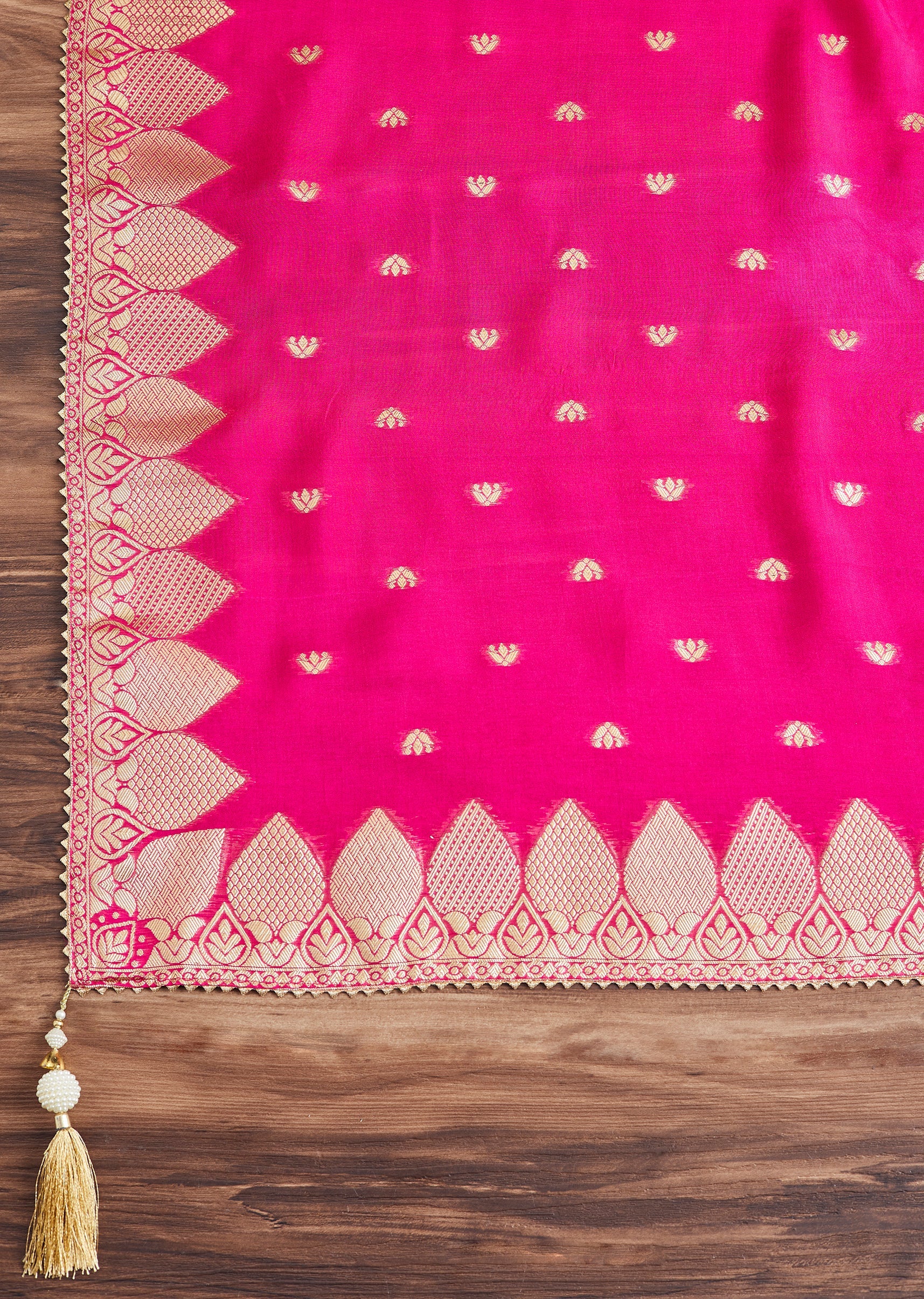 Aqua Blue Chanderi Unstitched Suit With Contrast Dupatta - Image 5