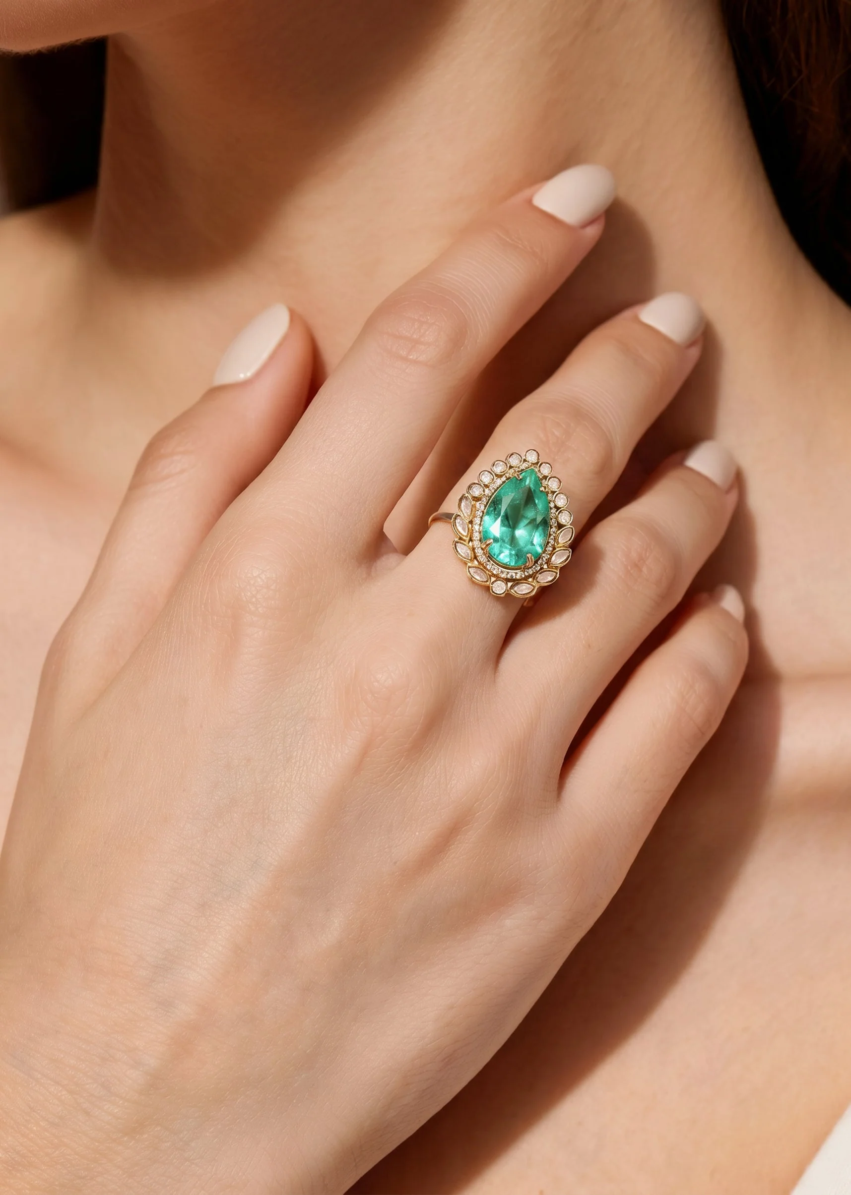 Aqua Blue Cocktail Statement Ring