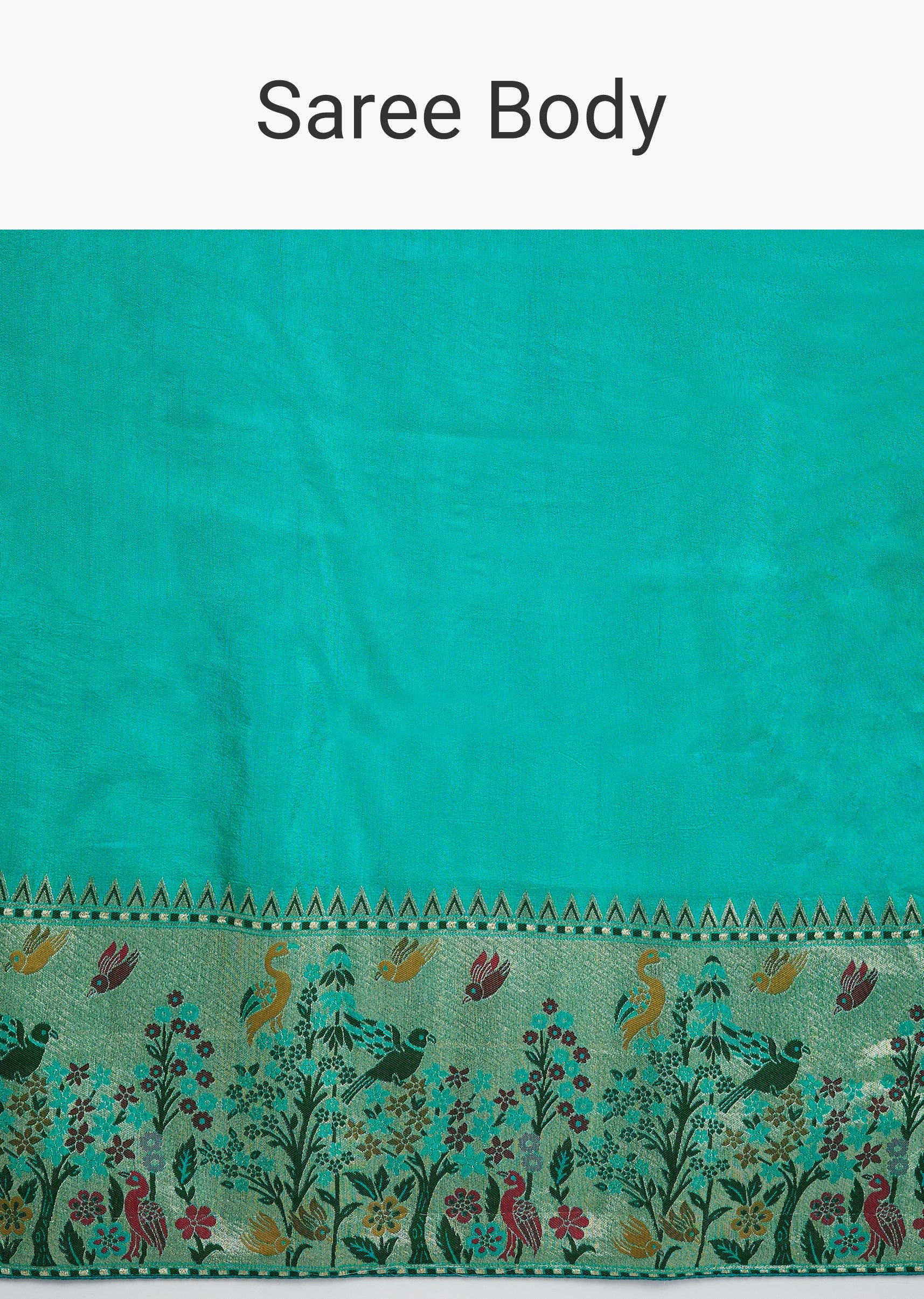 Aqua Blue Dola Silk Paithani Saree - Image 9
