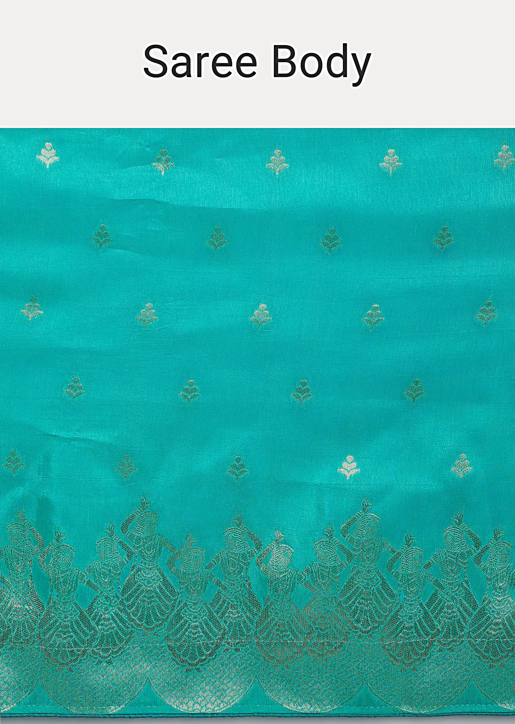 Aqua Blue Dola Silk Saree - Image 9