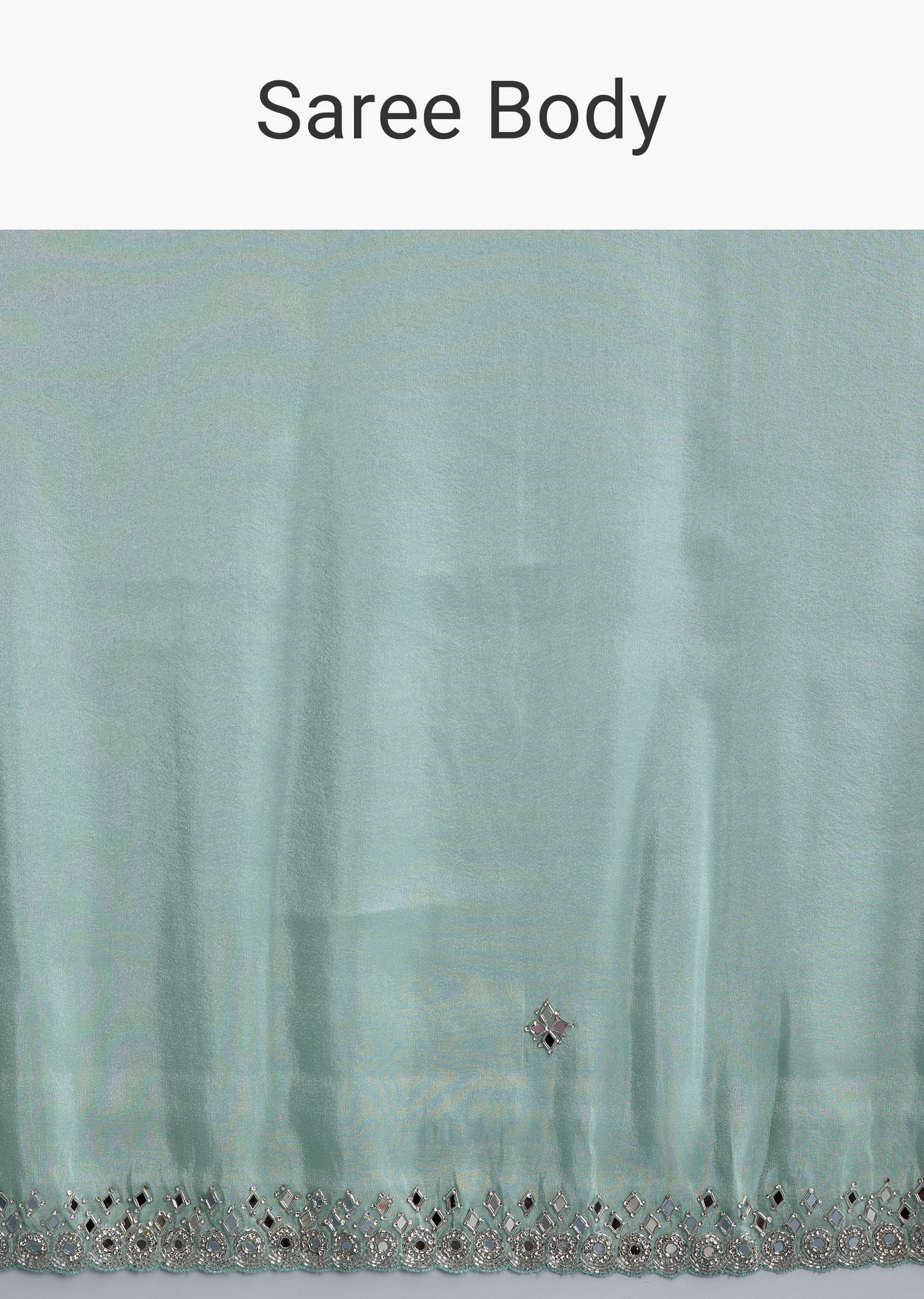 Aqua Blue Tissue Saree With Heavy Hand Embroidery - Image 9