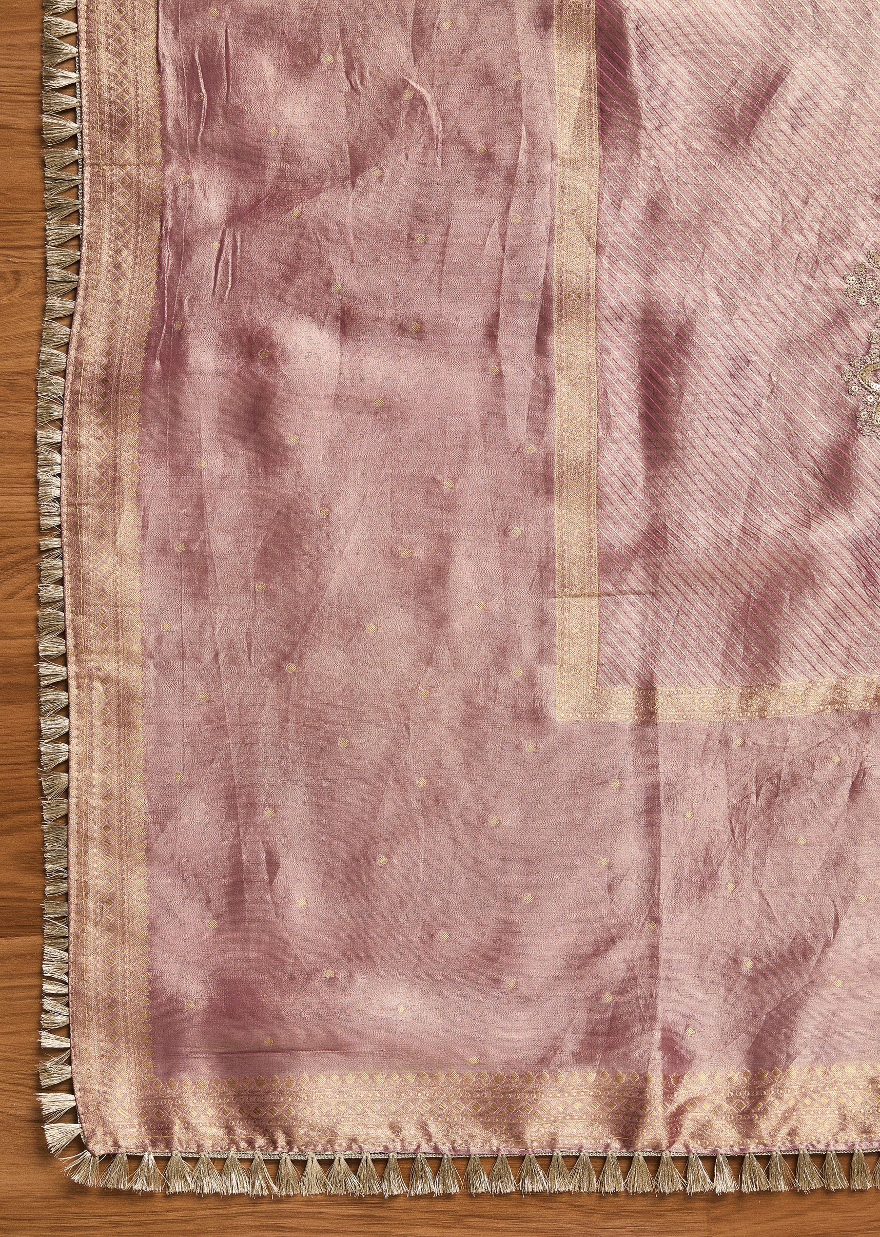 Aqua Blue Tissue Unstitched Suit With Dupatta - Image 4