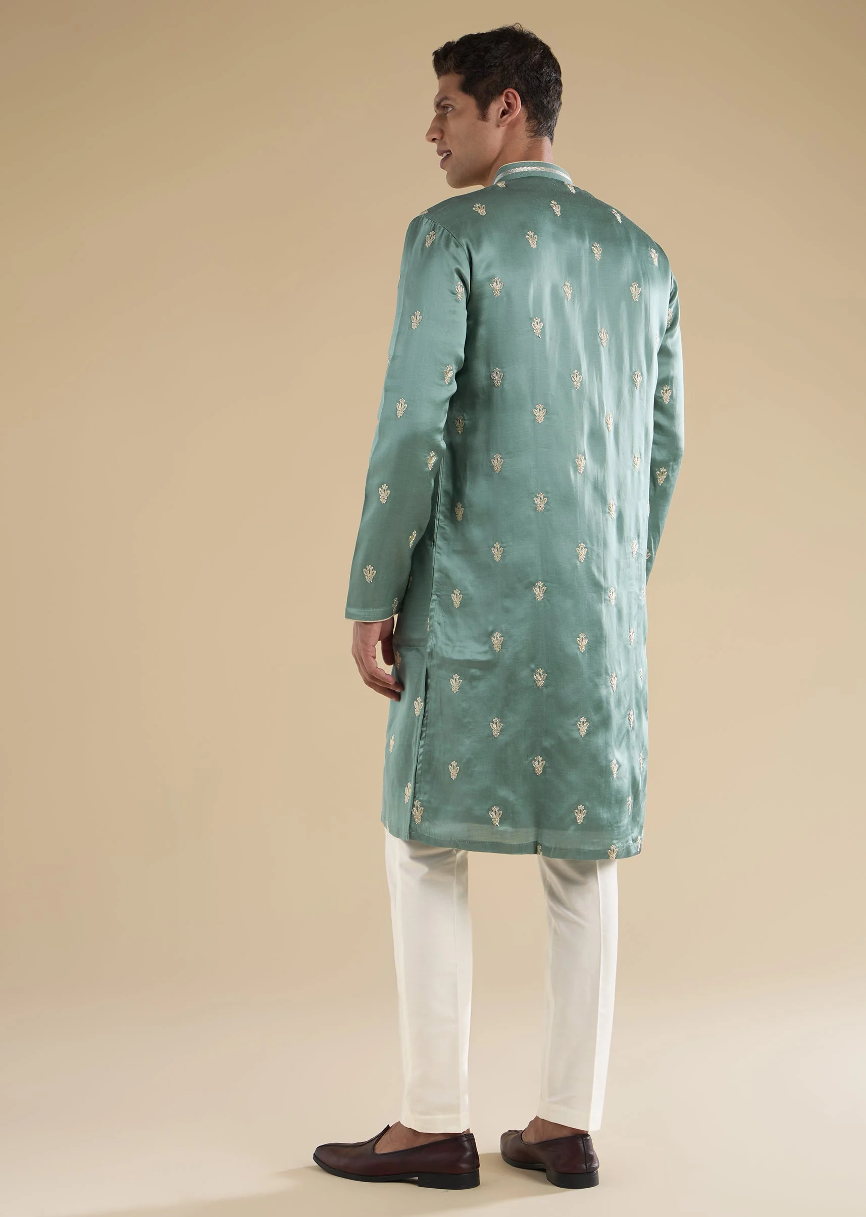 Aqua Blue Zardosi Kurta Set - Image 5