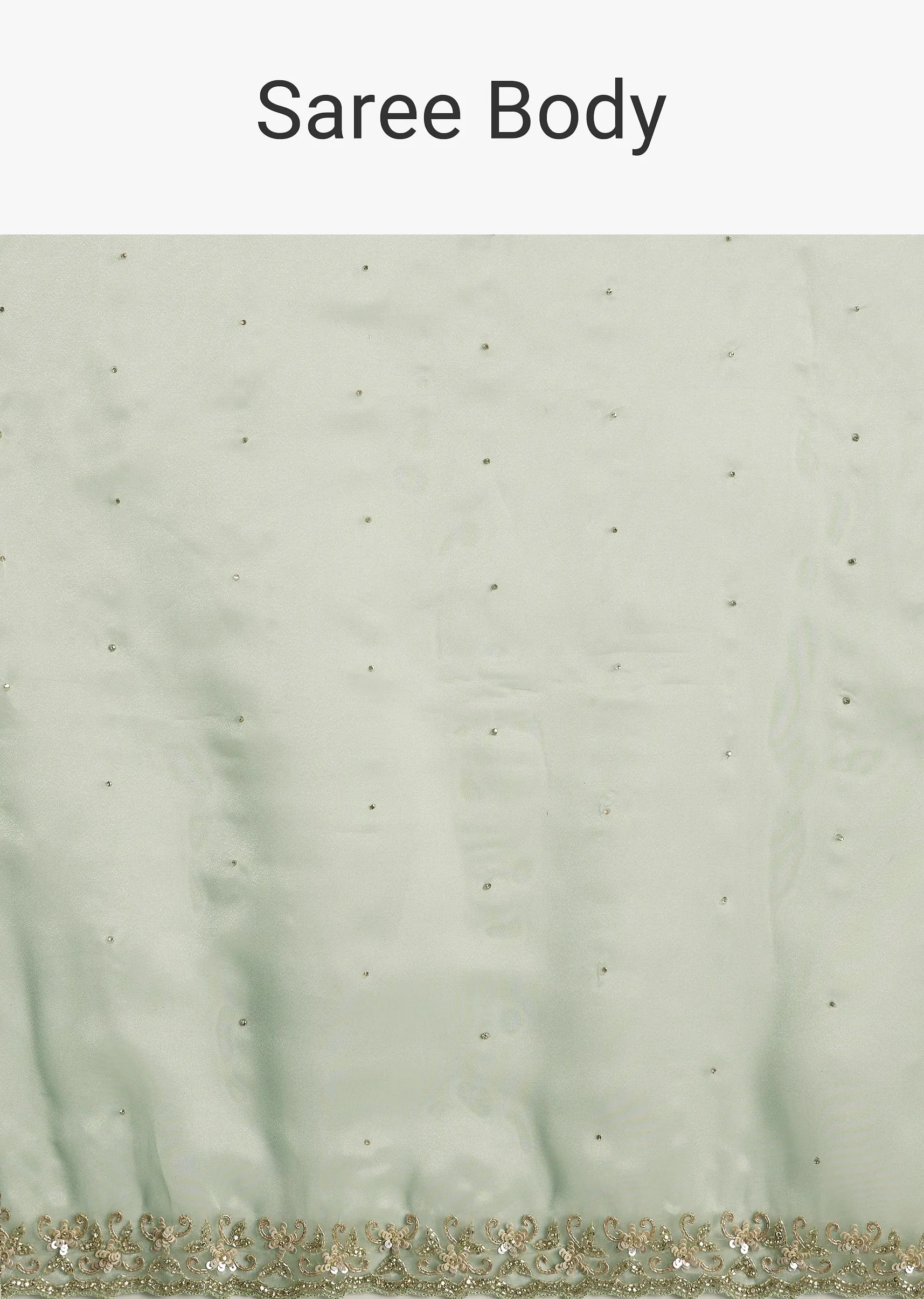 Aqua Green Organza Embroidered Saree With Scallop Border - Image 9
