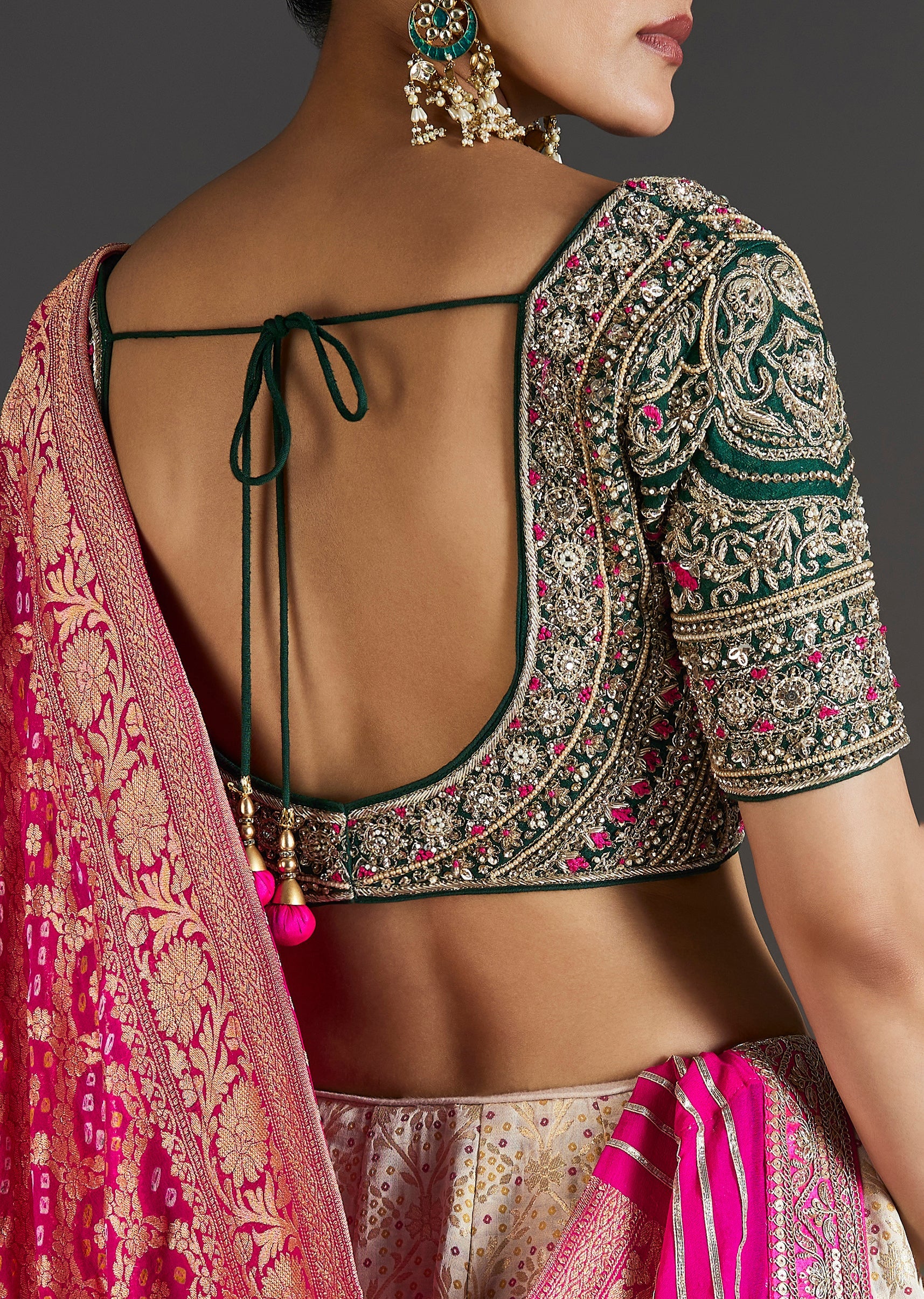 Beige Brocade Lehenga With Subtle Sparkle - Image 6