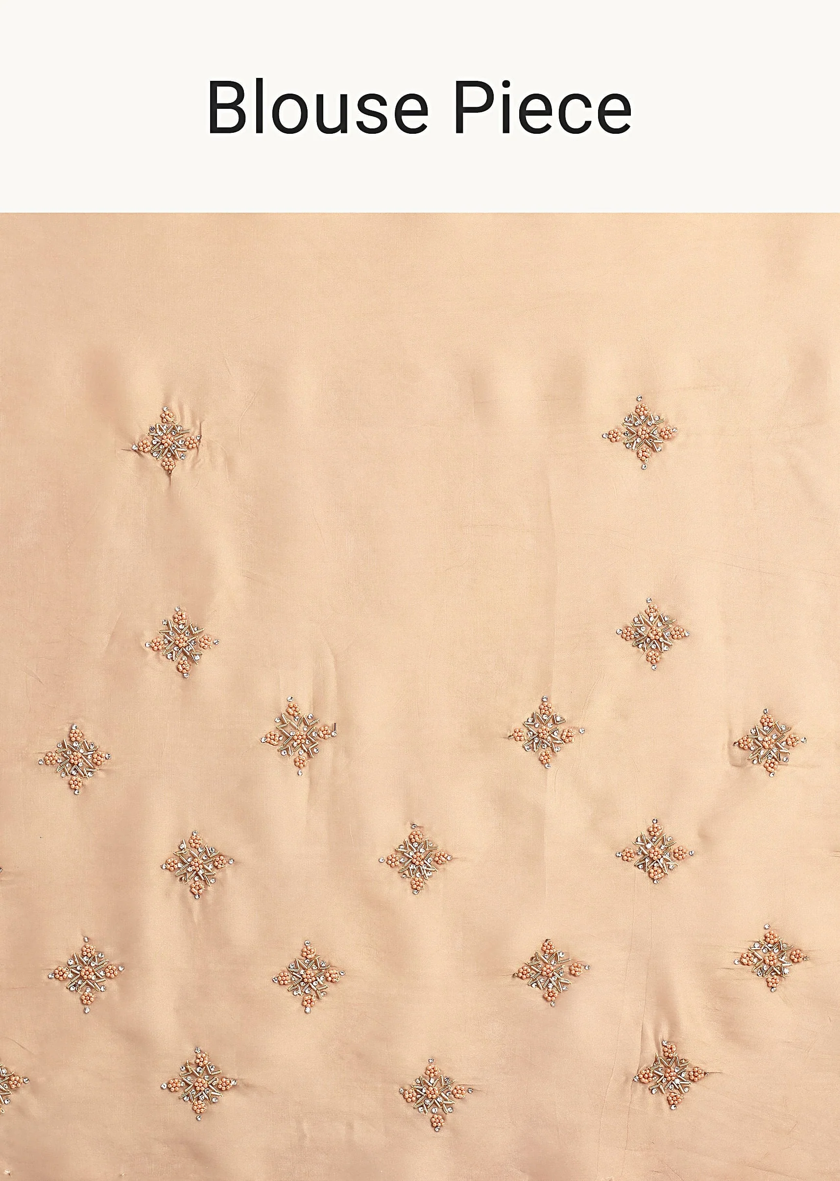 Beige Crepe Silk Saree With Cutdana Work - Image 10