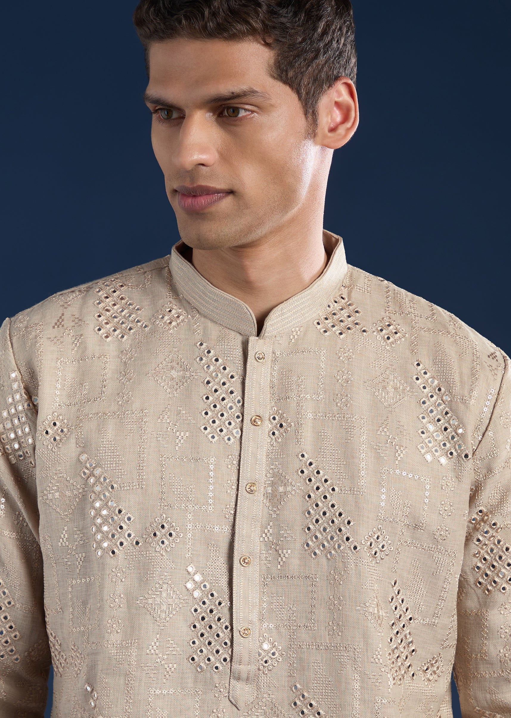 Beige Embellished Kurta Set - Image 2