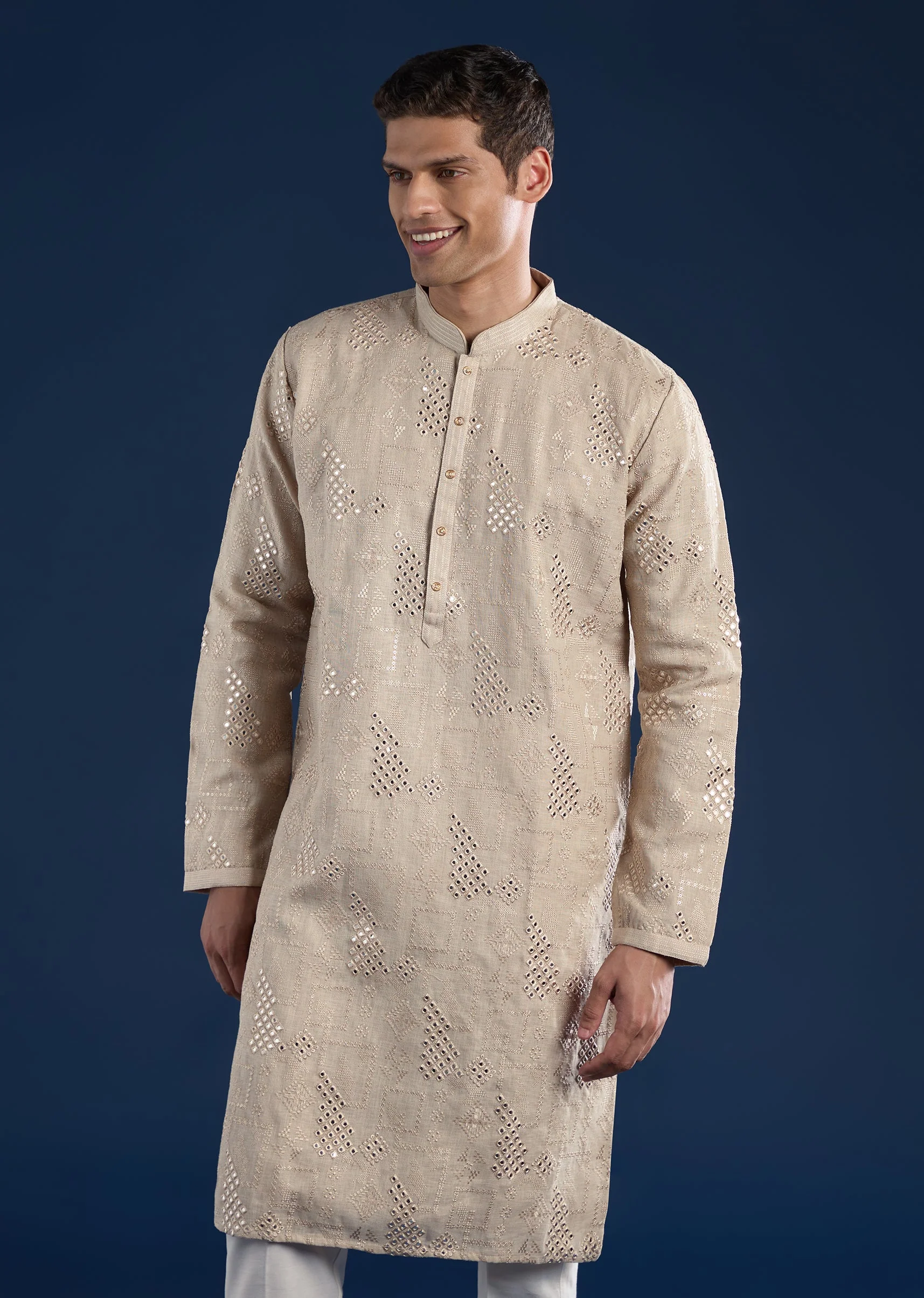 Beige Embellished Kurta Set - Image 4