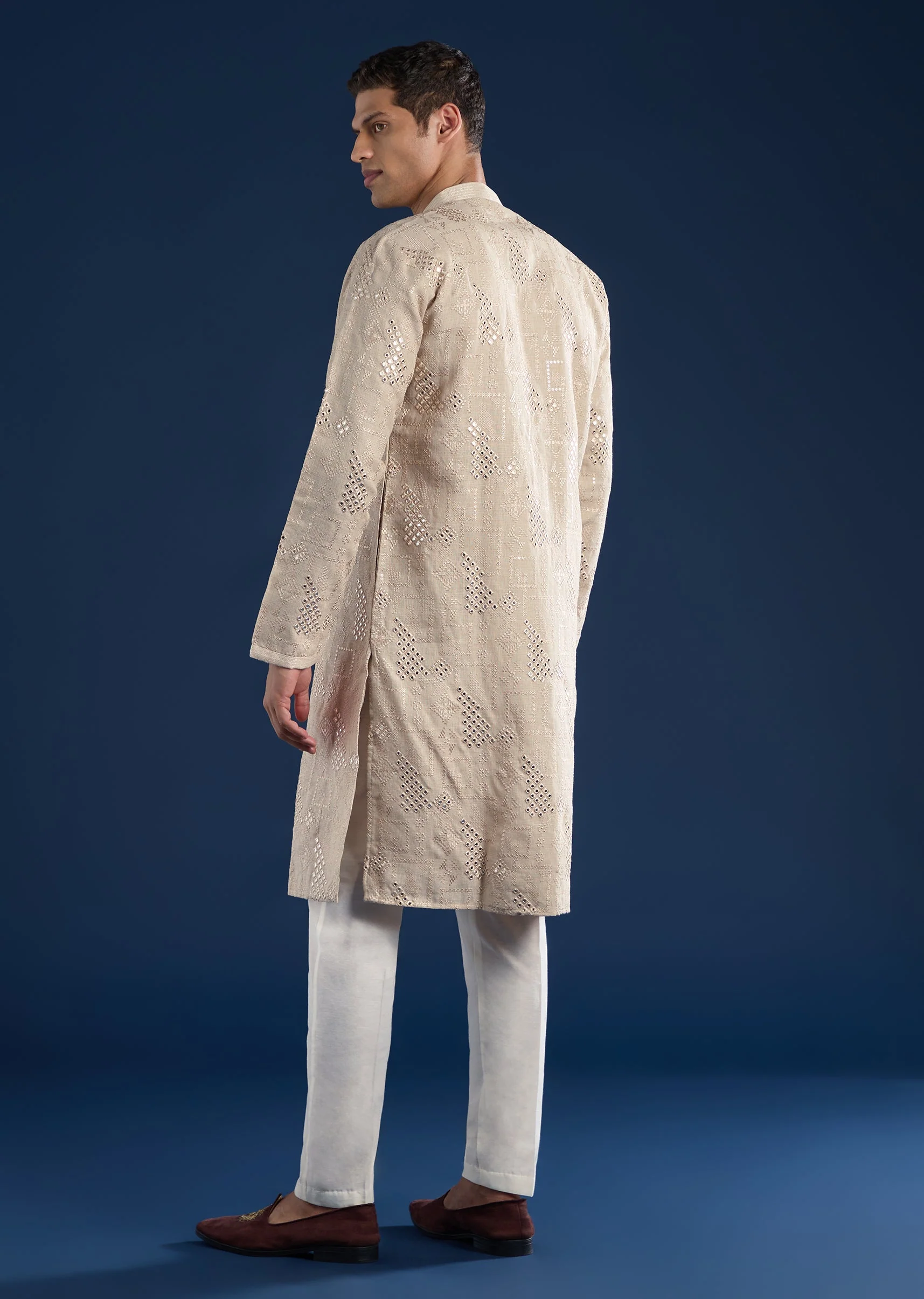 Beige Embellished Kurta Set - Image 5
