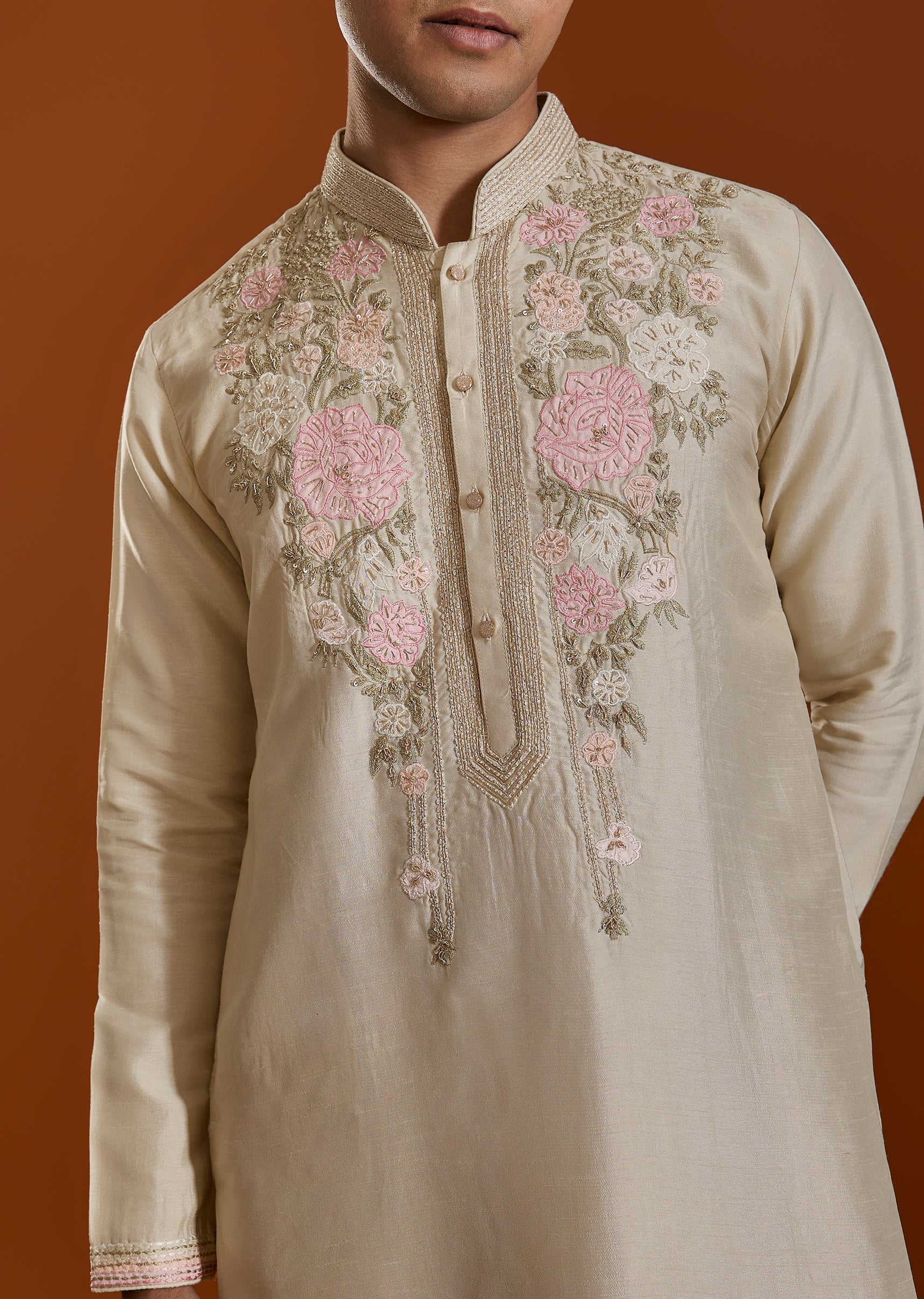 Beige Embroidery Kurta Sets - Image 2