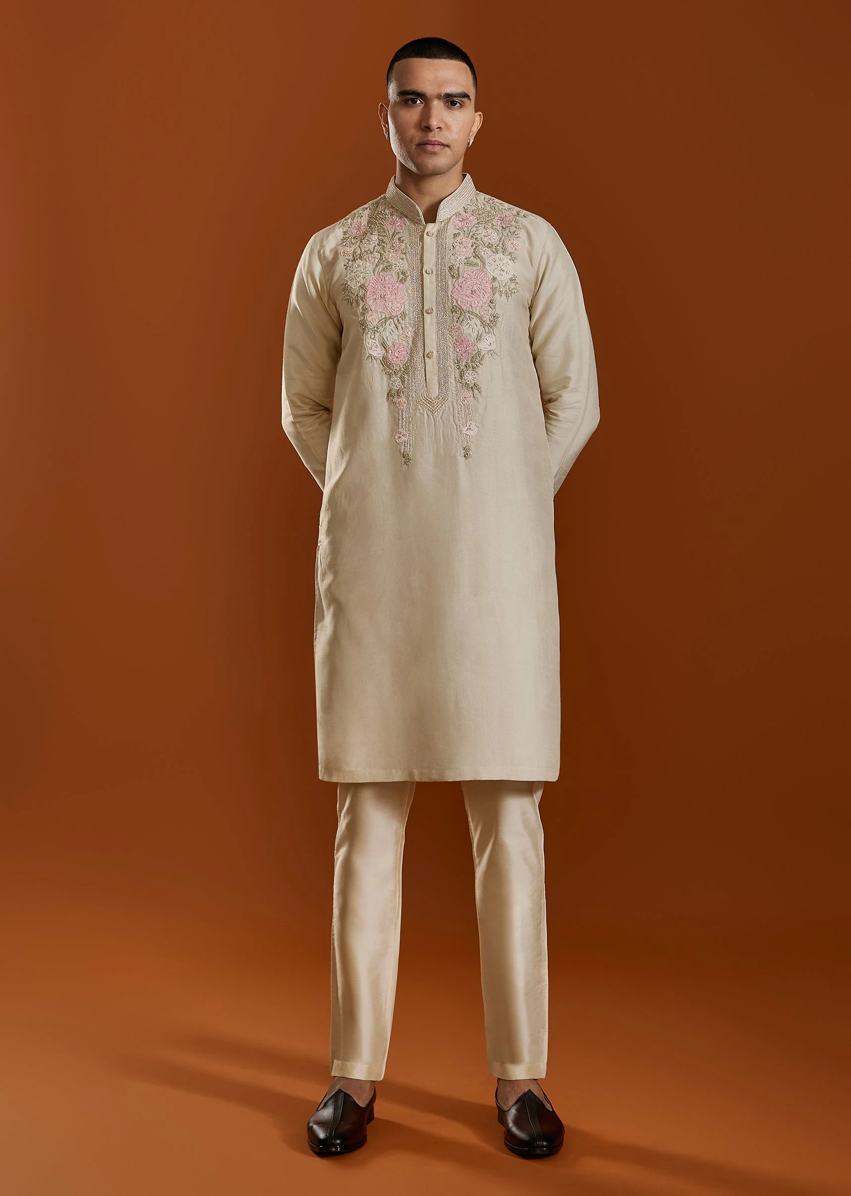 Beige Embroidery Kurta Sets - Image 3