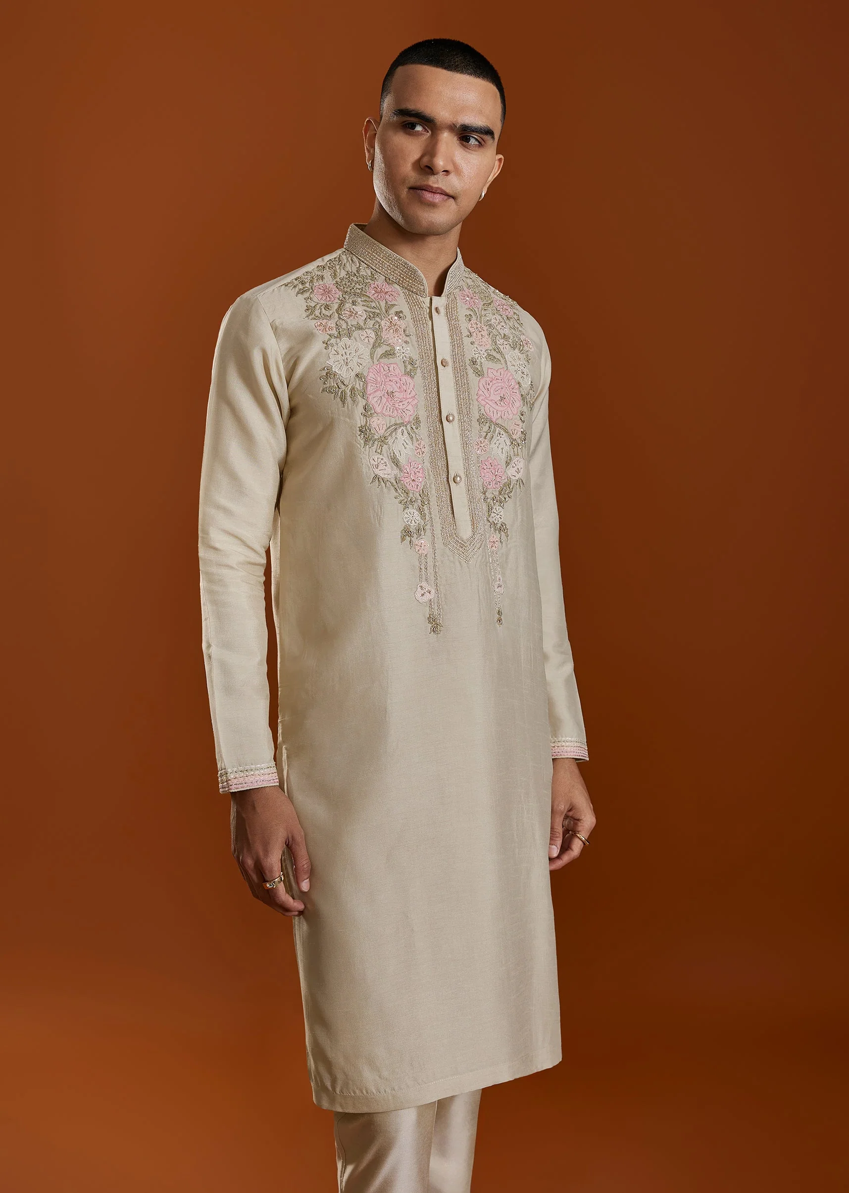Beige Embroidery Kurta Sets - Image 4