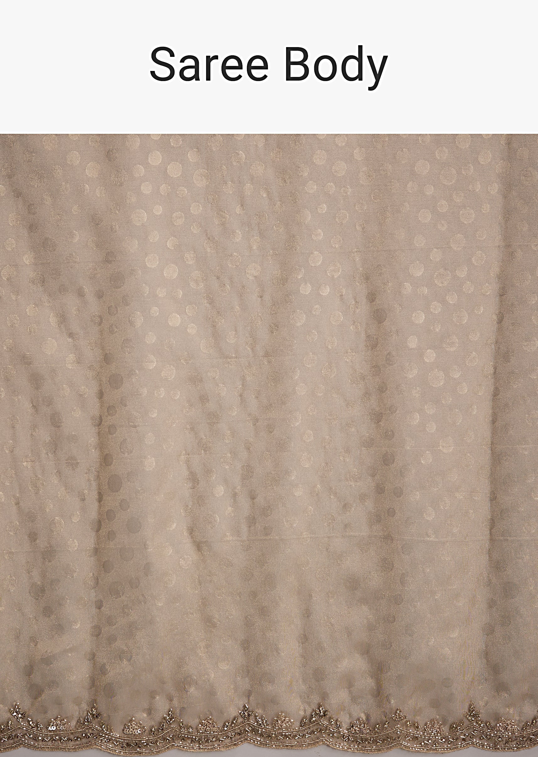 Beige Jacquard Saree With Sequin And Stone Embroidery - Image 9