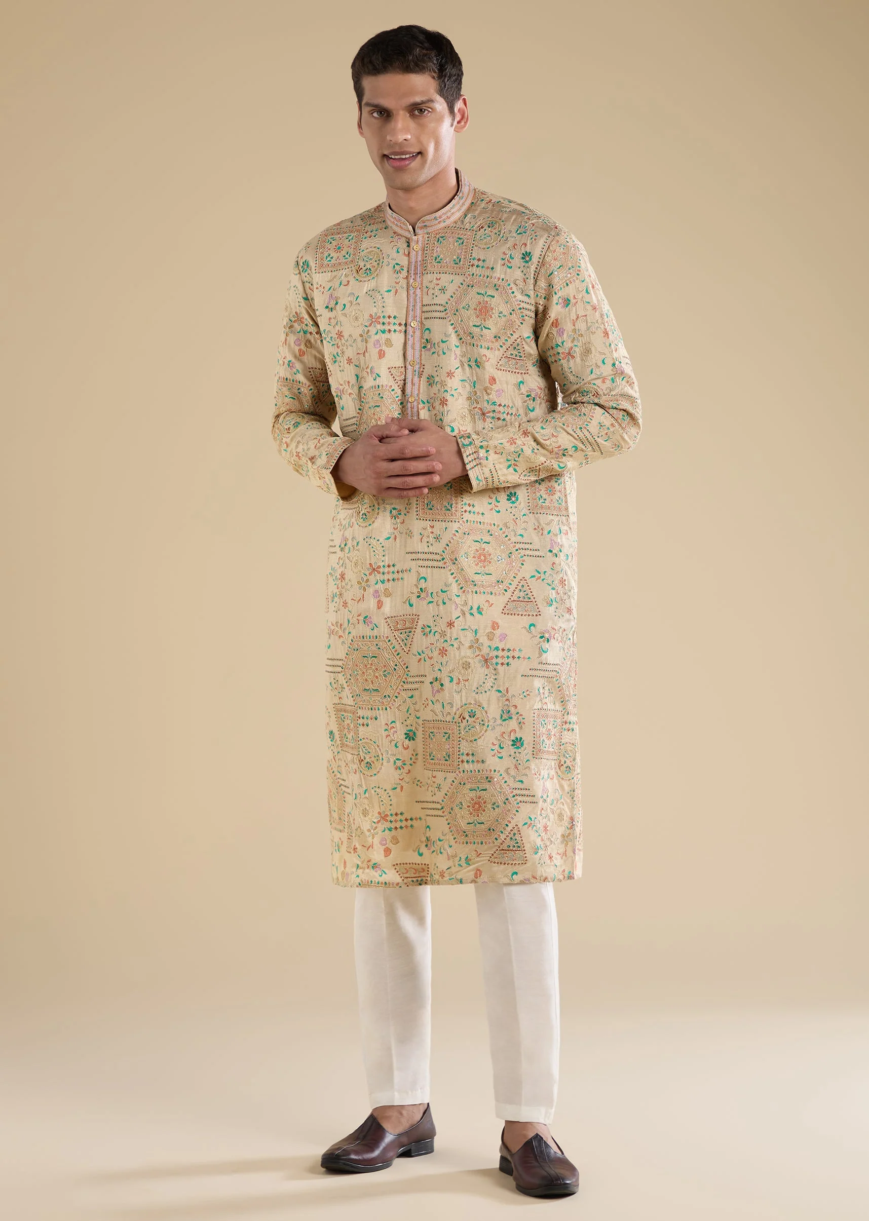 Beige Minimal Kurta Set