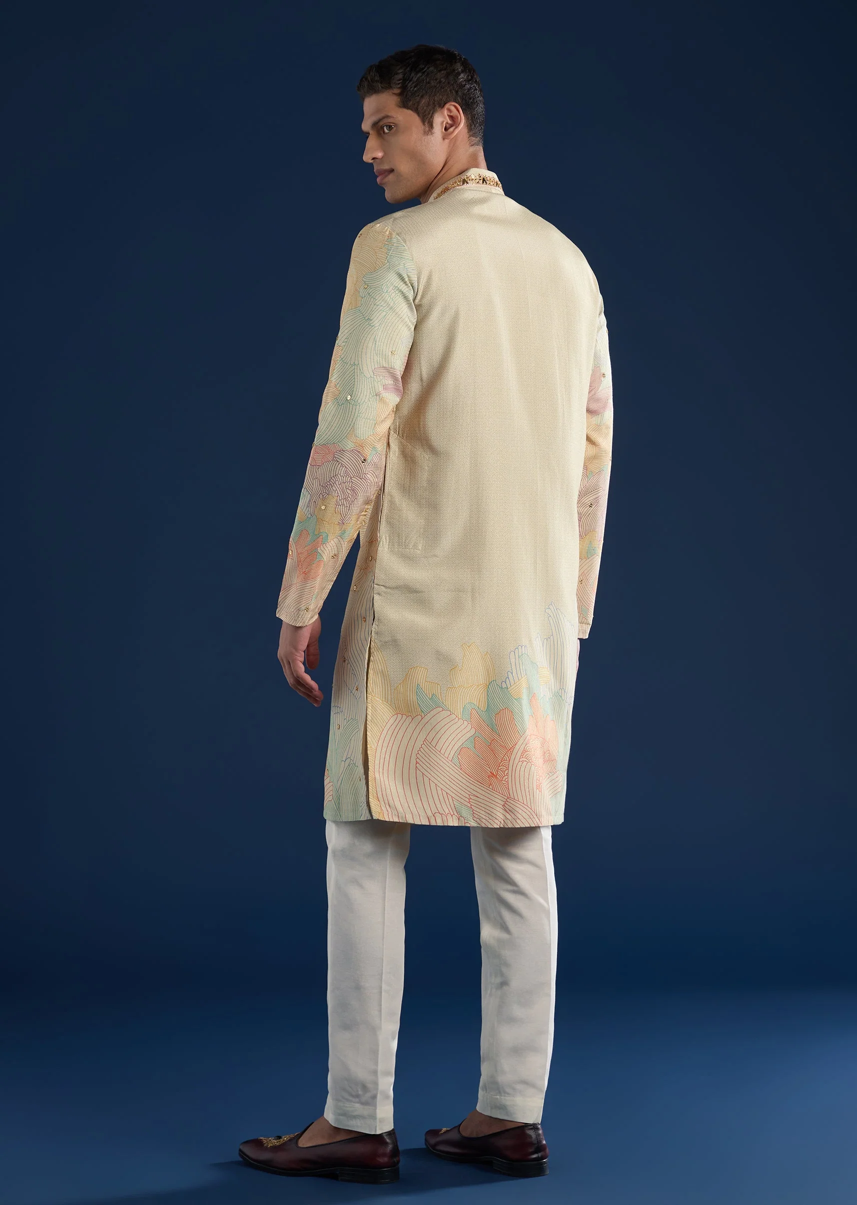 Beige Mirror Work With Kurta Sets - Image 5