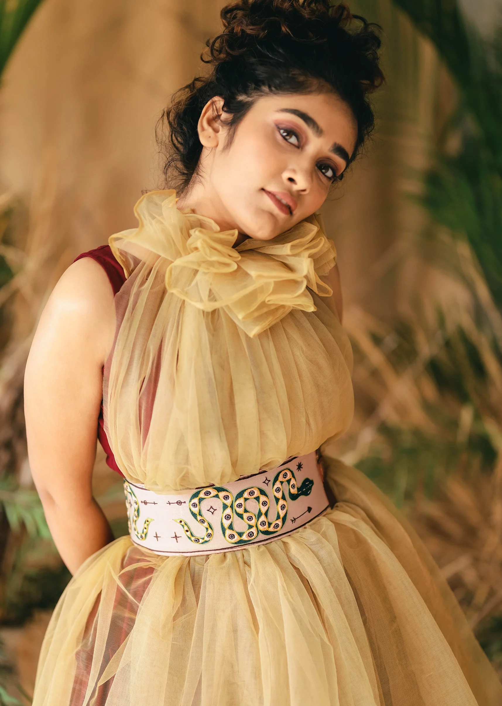 Beige Multi Color Embroidered Waist Belt