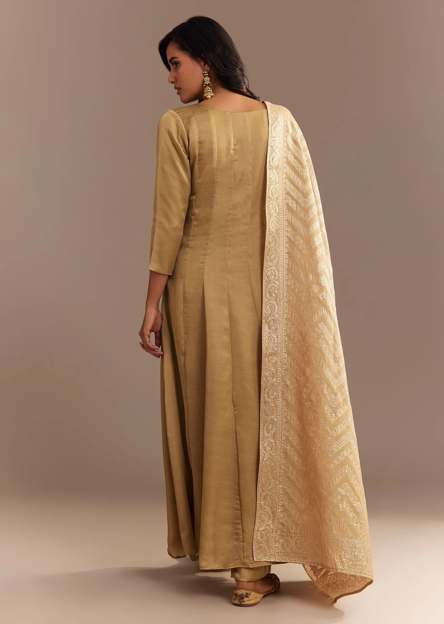 Beige Muslin Mirror Embroidered Kurta Set - Image 5