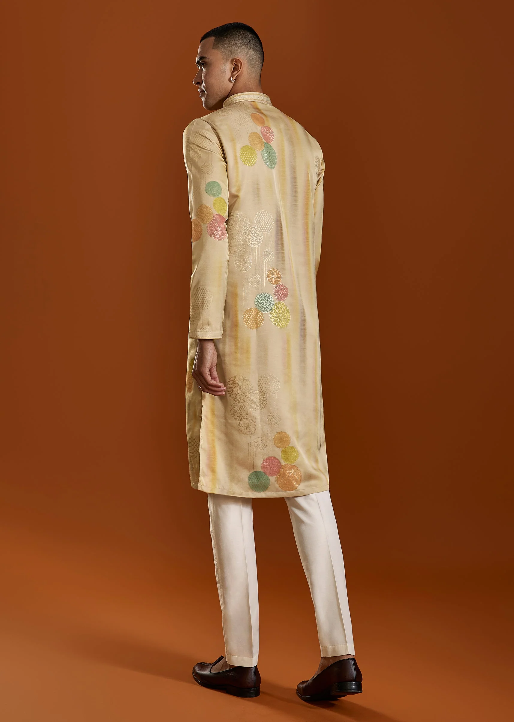 Beige Printed Viscose Kurta Set - Image 5