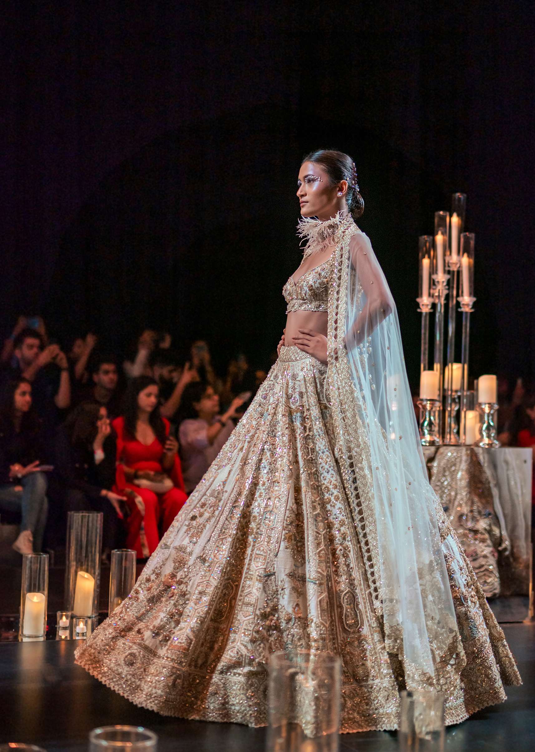 Beige Raw Silk Bridal Lehenga Set With Pearl Tassels And 3D Embroidery - Image 3