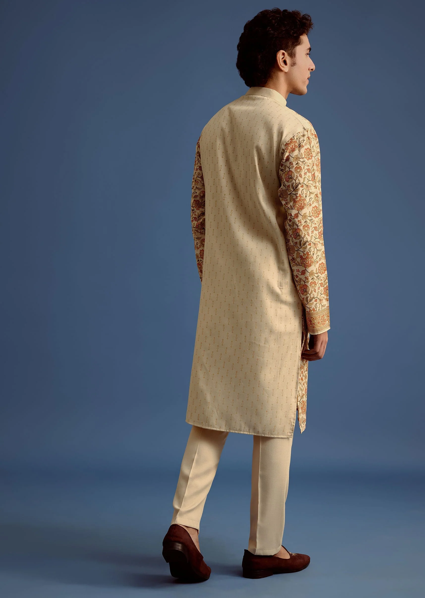 Beige Rayon Floral Block Printed Kurta Set - Image 5