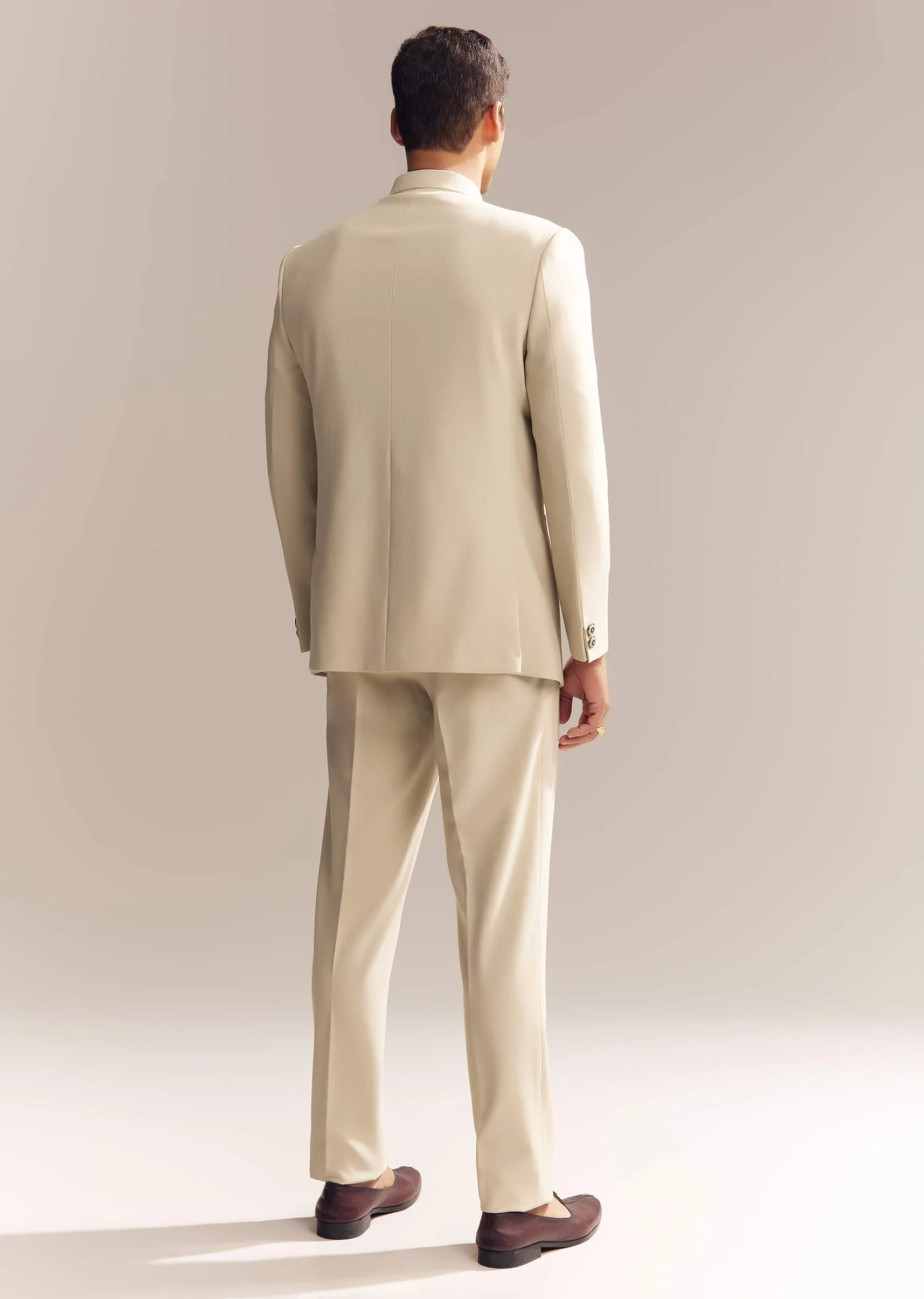 Beige Rayon Jodhpuri Suit For Men With Zardosi Embroidery - Image 5