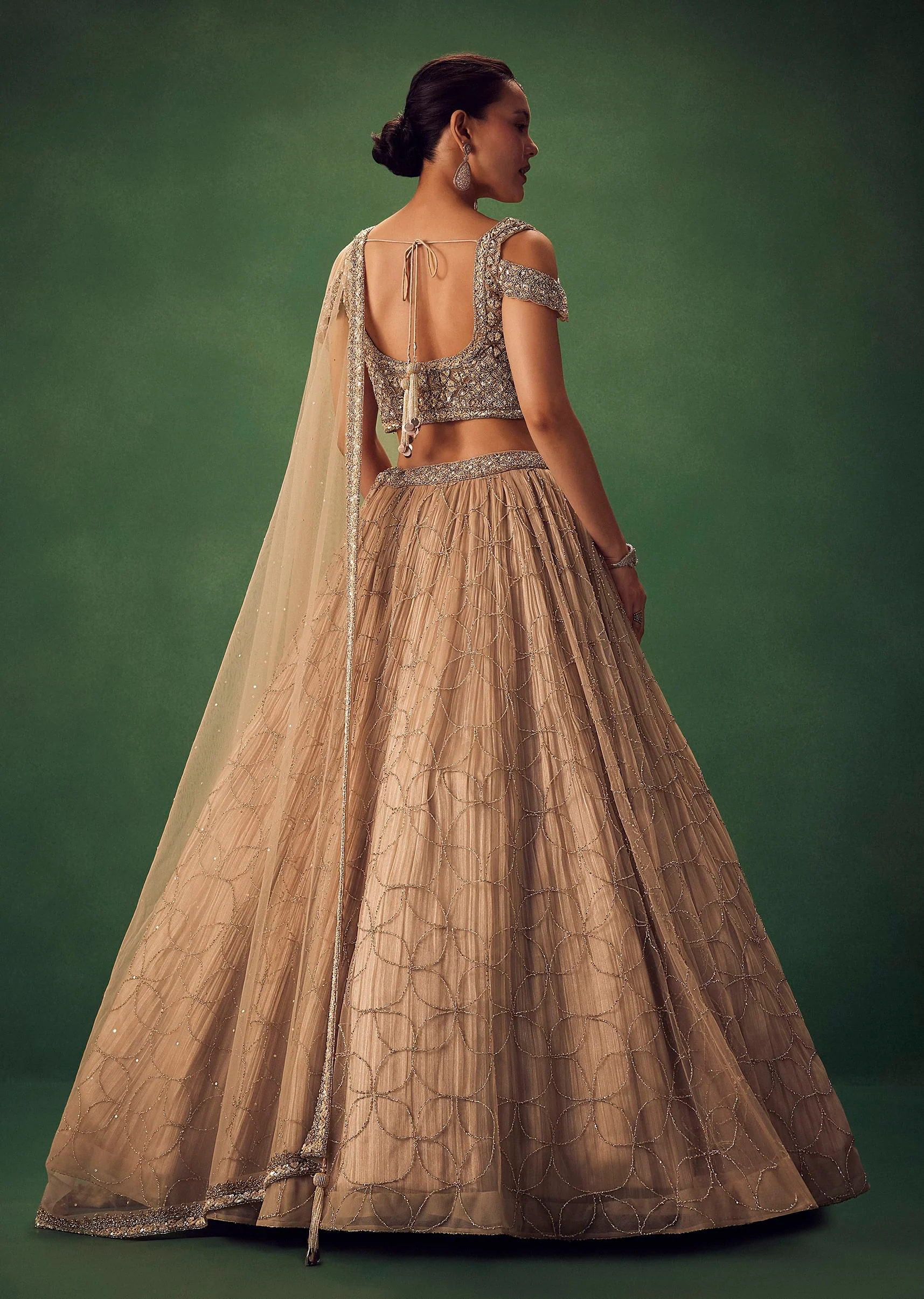 Beige Sequin Lehenga Set - Image 6