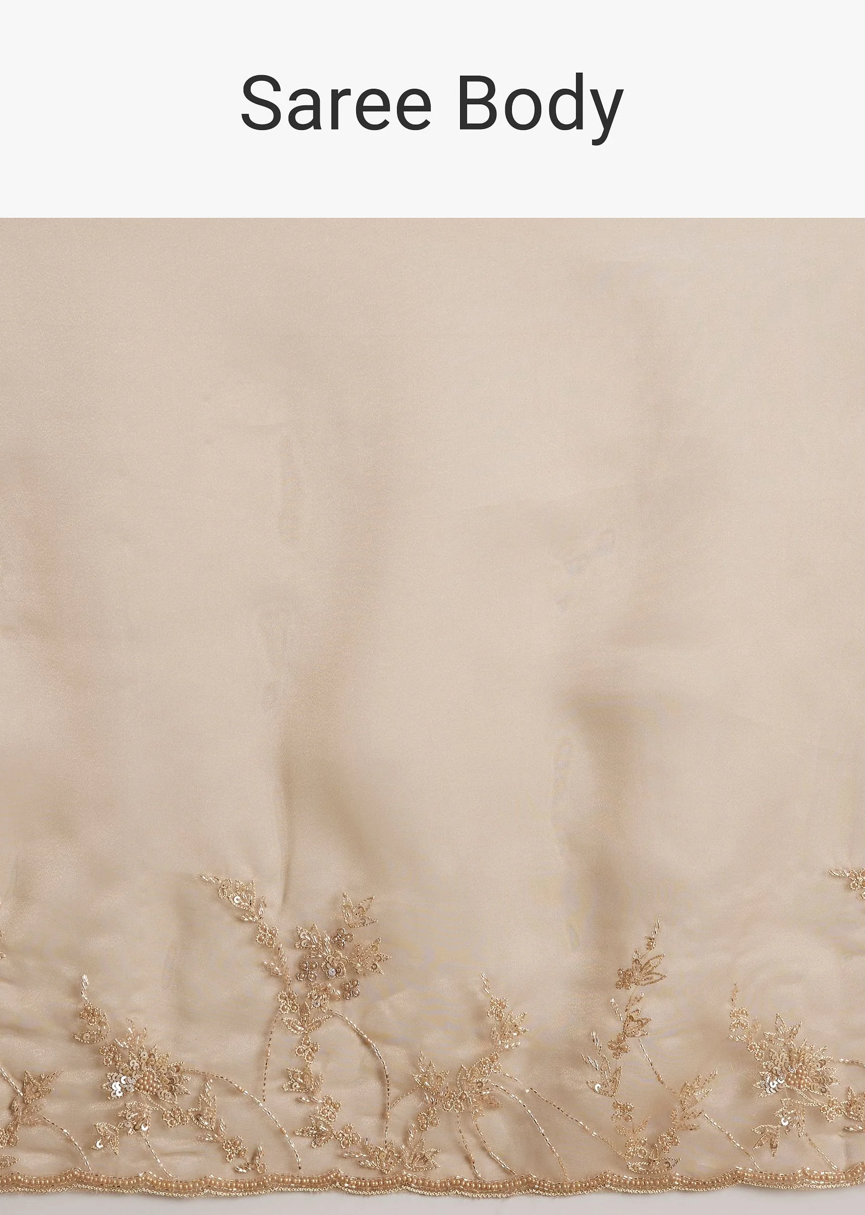 Beige Tissue Saree With Heavy Cutdana And Beads Embroidery - Image 9