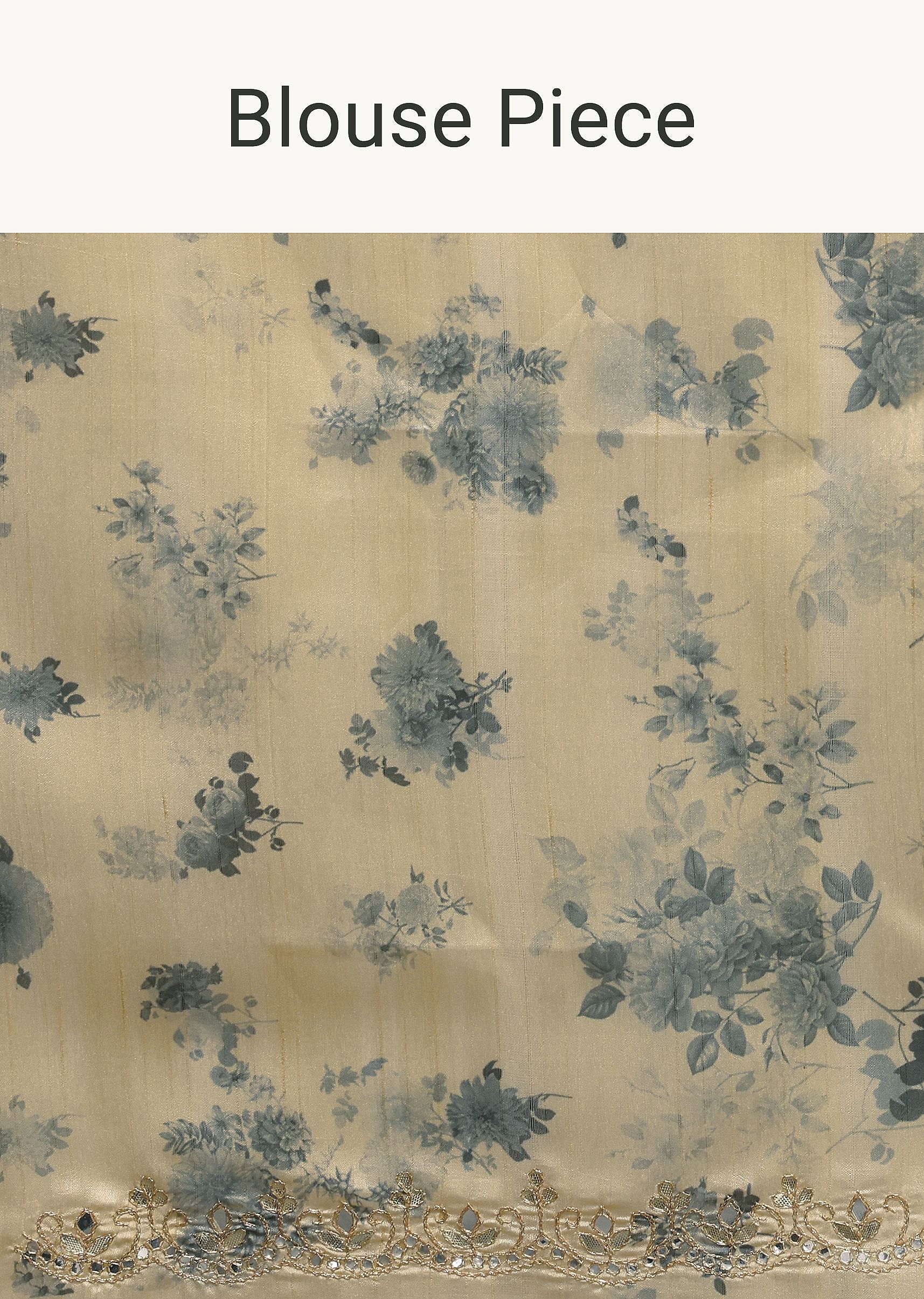 Beige Tussar Saree With Scallop Border And Unstitched Blouse Piece - Image 10