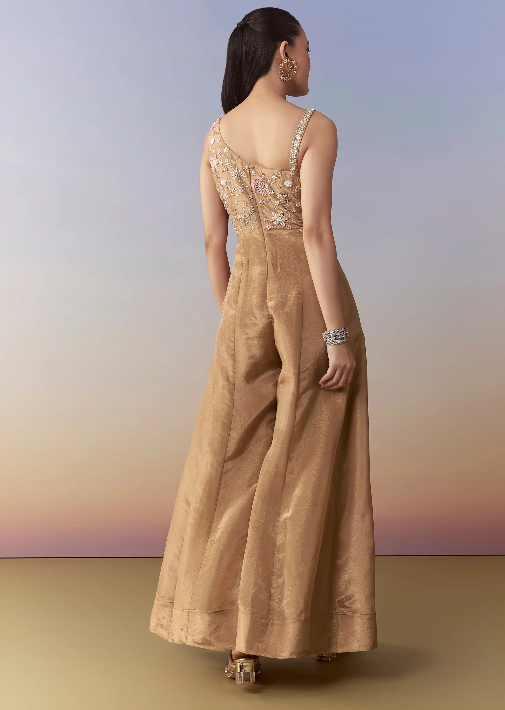 Beige Zardozi Embroidered Jumpsuit - Image 5