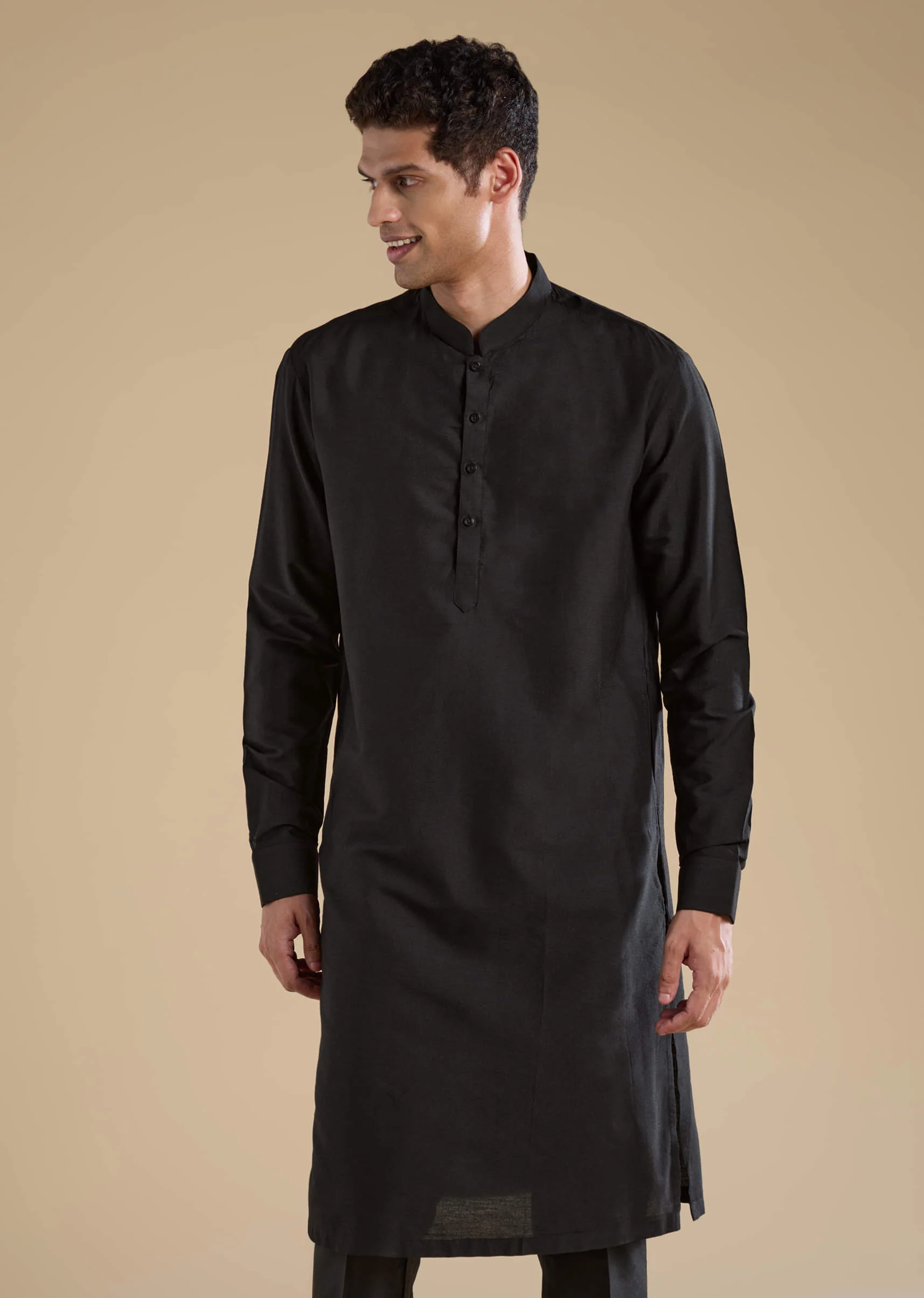Black Ajrakh Print Mens Jacket Kurta and Pant Set - Image 6